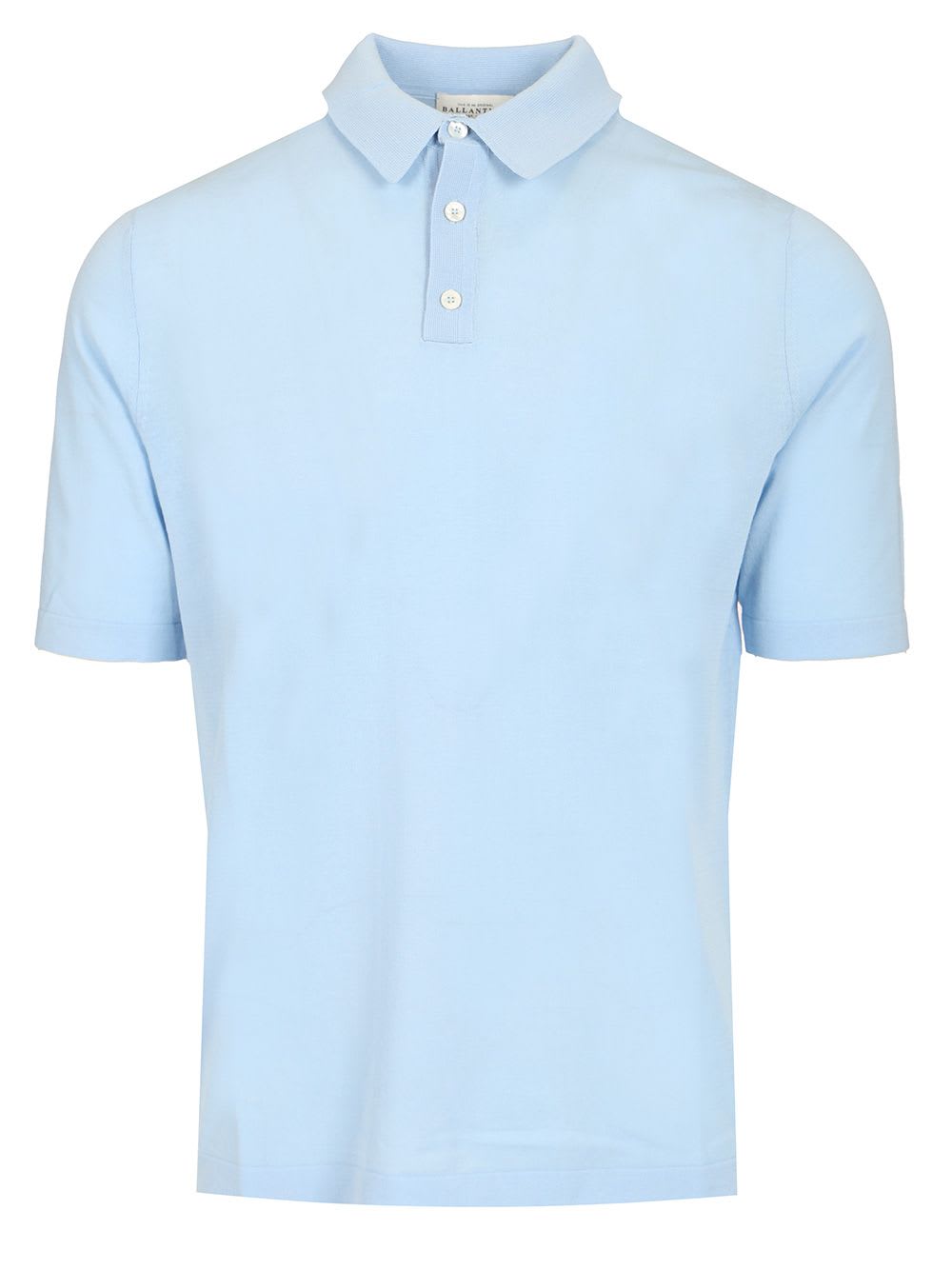 Polo Slim Fit Cotone Celeste