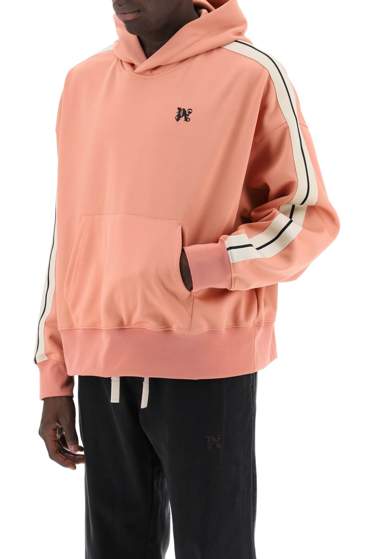 Shop Palm Angels Track Sweatshirt With Contrasting Bands In Pink Black (pink)