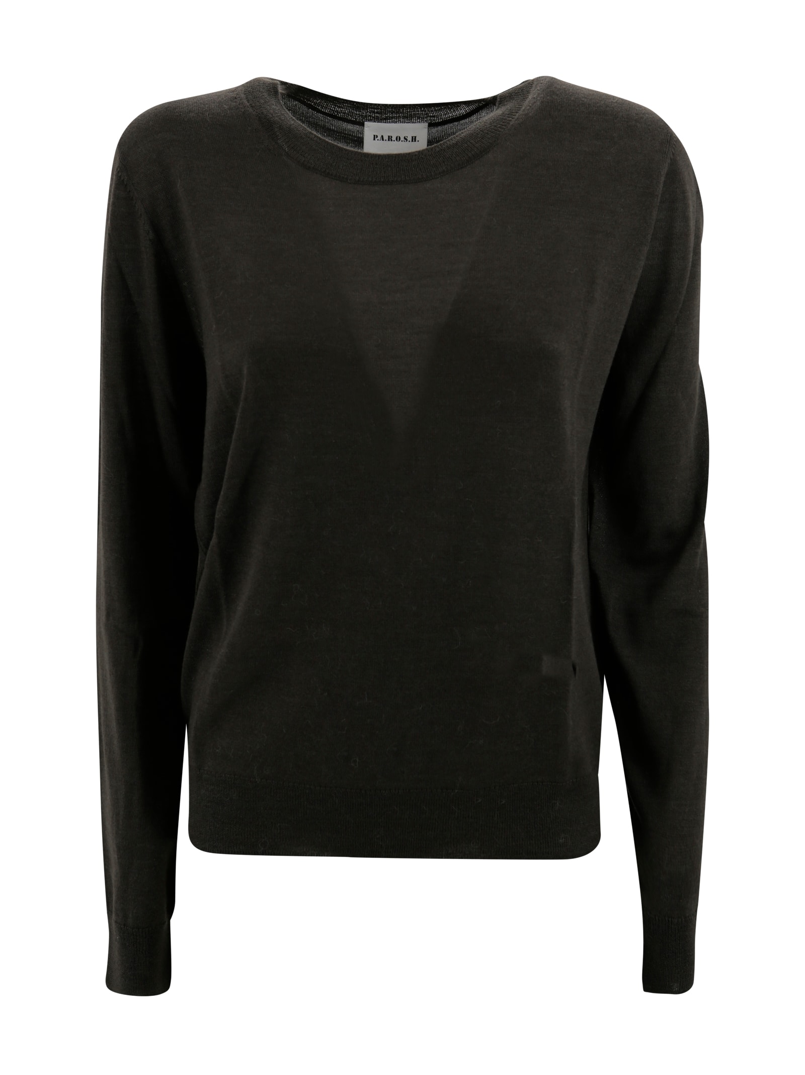 P.a.r.o.s.h Knit Crewneck Sheer Panel In Black