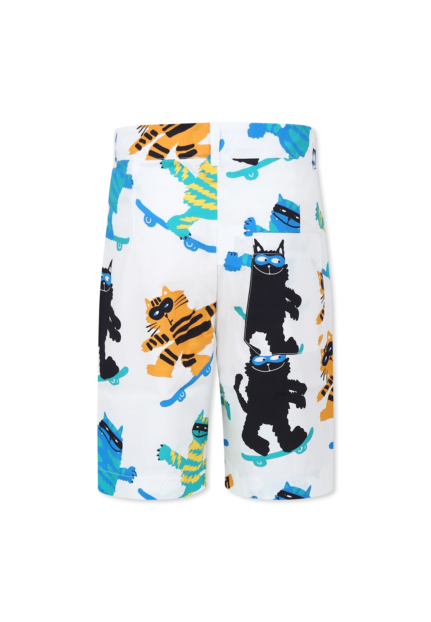 Stella Mccartney White Shorts For Boy With Cats In White