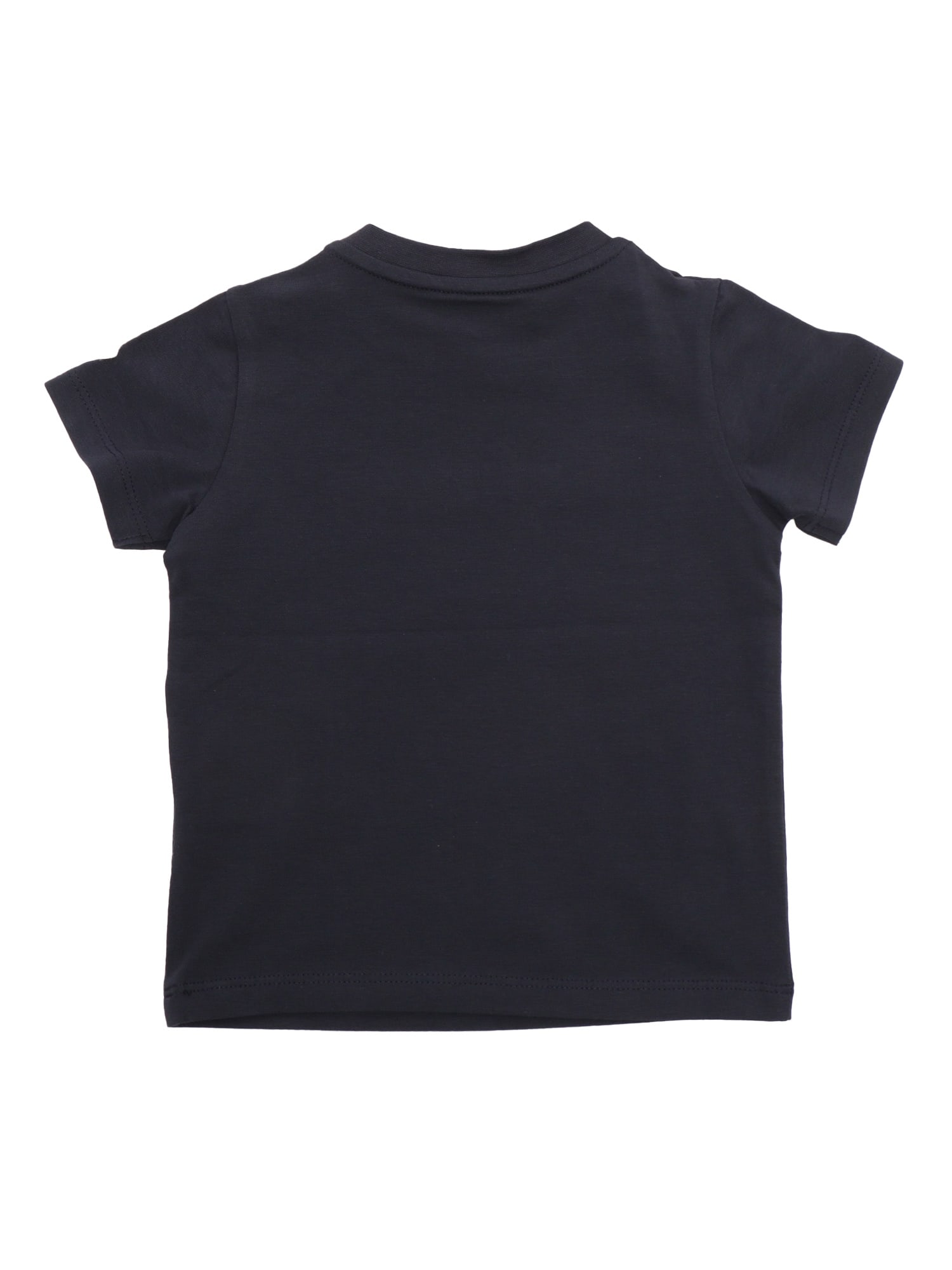 Shop Moncler Black T-shirt With Logo In Blue