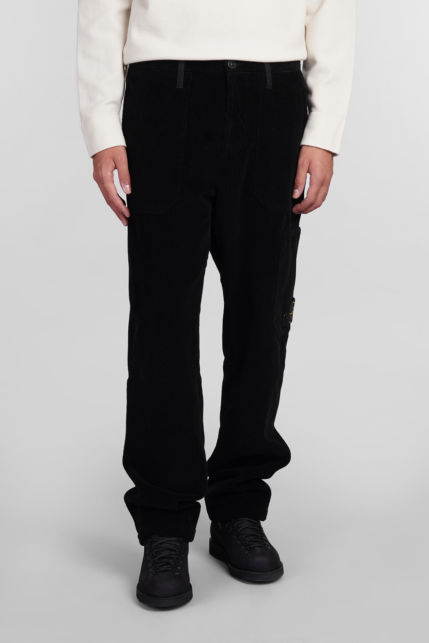 Shop Stone Island Pants In Black Cotton