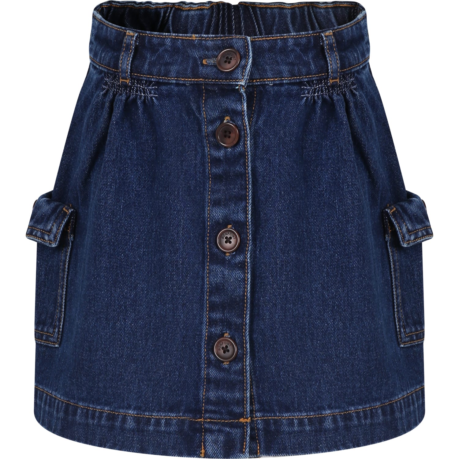 Bonpoint Kids' Blue Skirt For Girl With Logo In Denim
