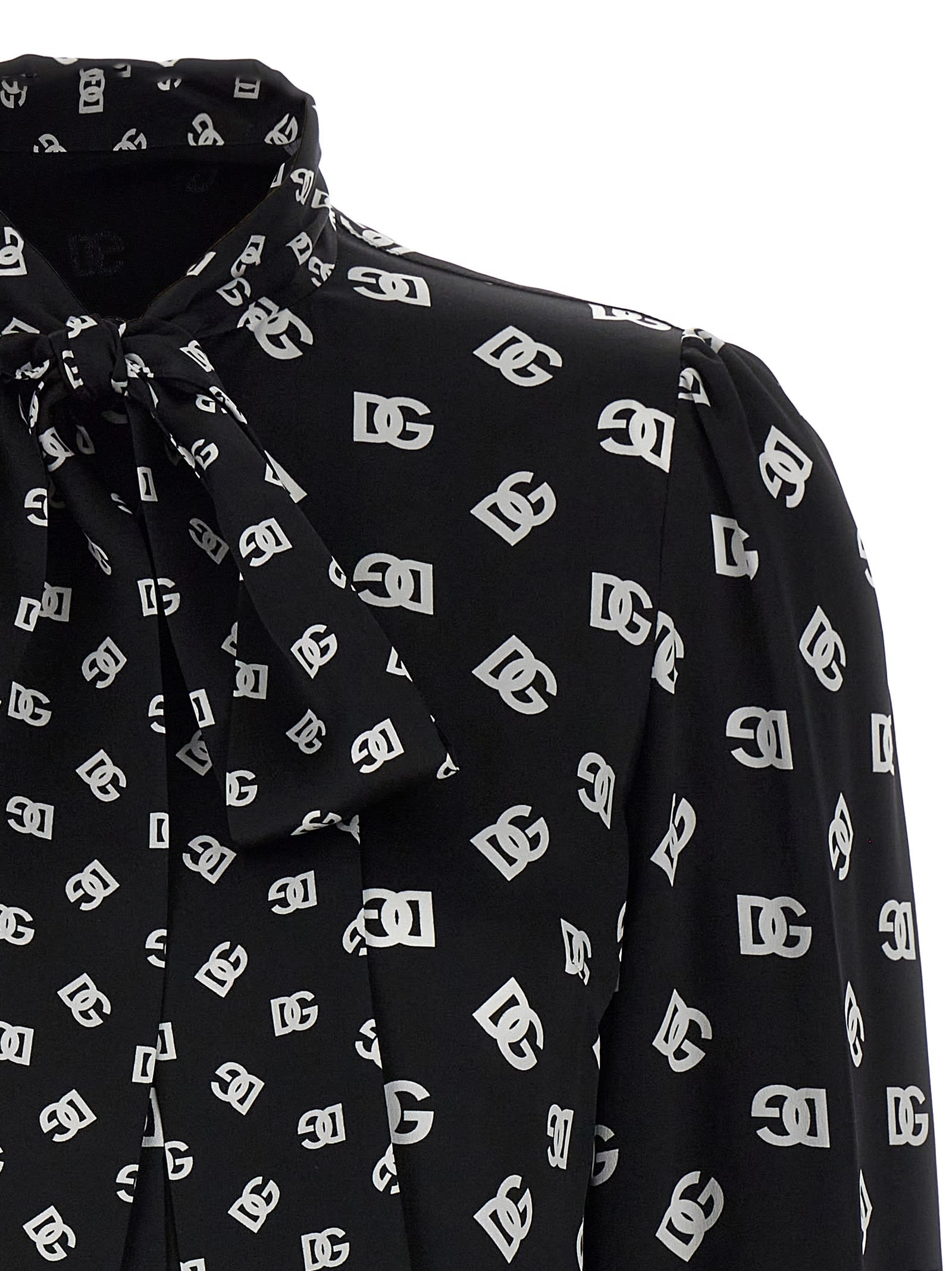 Dolce & Gabbana Silk Shirt In White/black