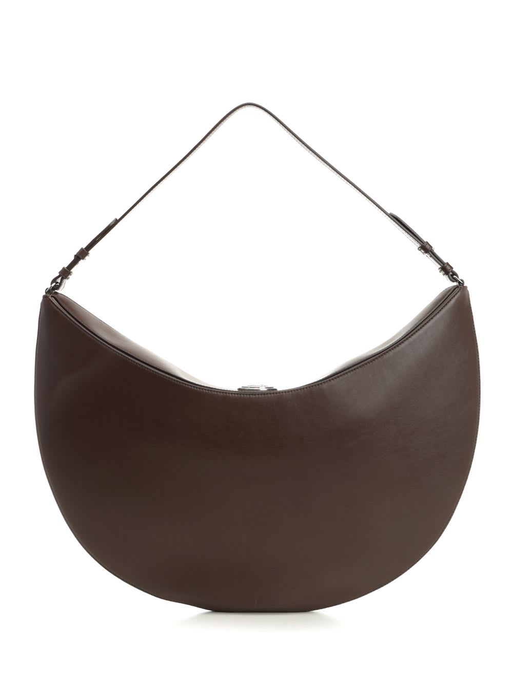Jacquemus Le Calisso Rond Large Brown Shoulder Bag With Adjustable Strap And Embossed Logo In Leather Woman In Brown