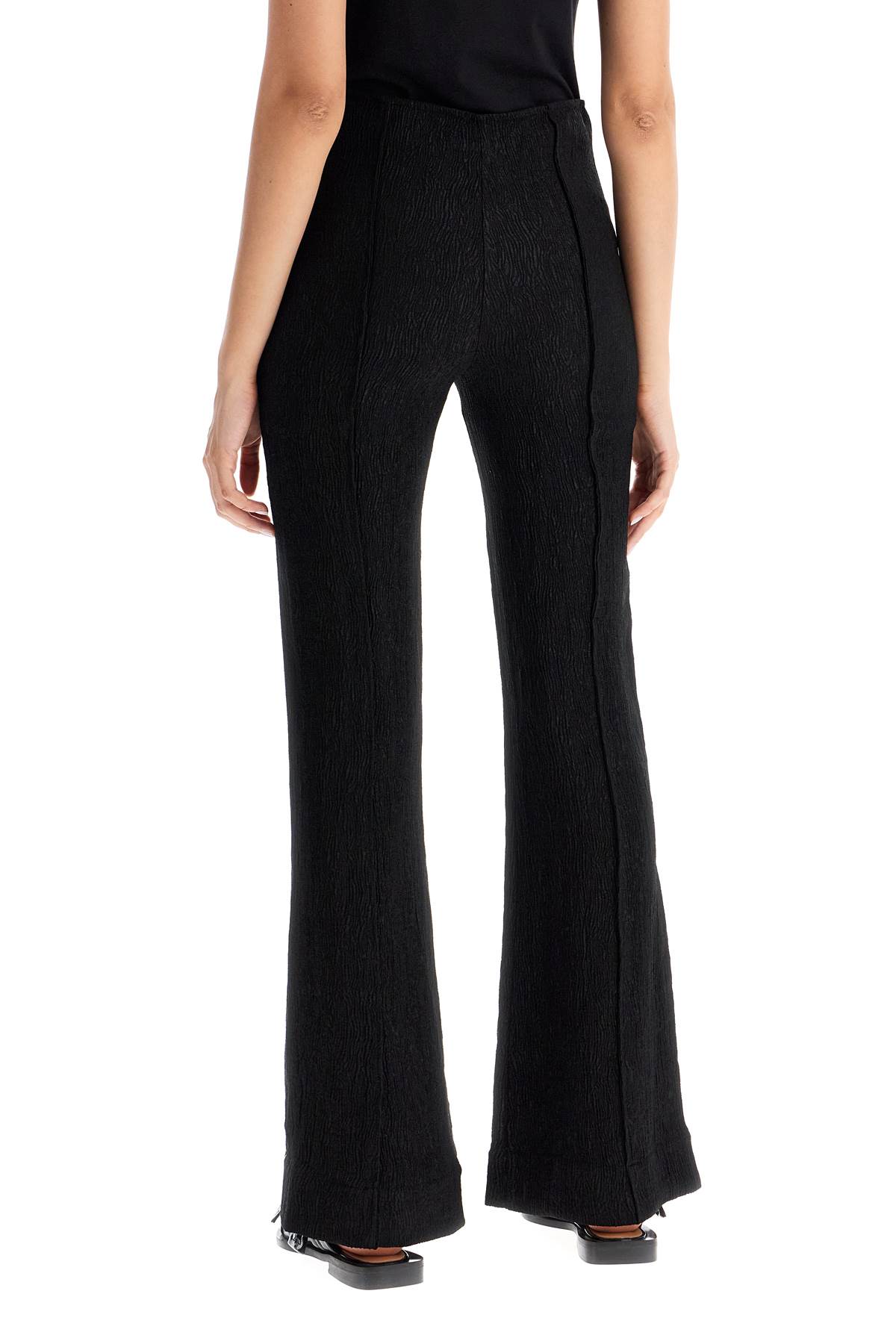 Ganni Flared Viscose Trousers For In Black (black)