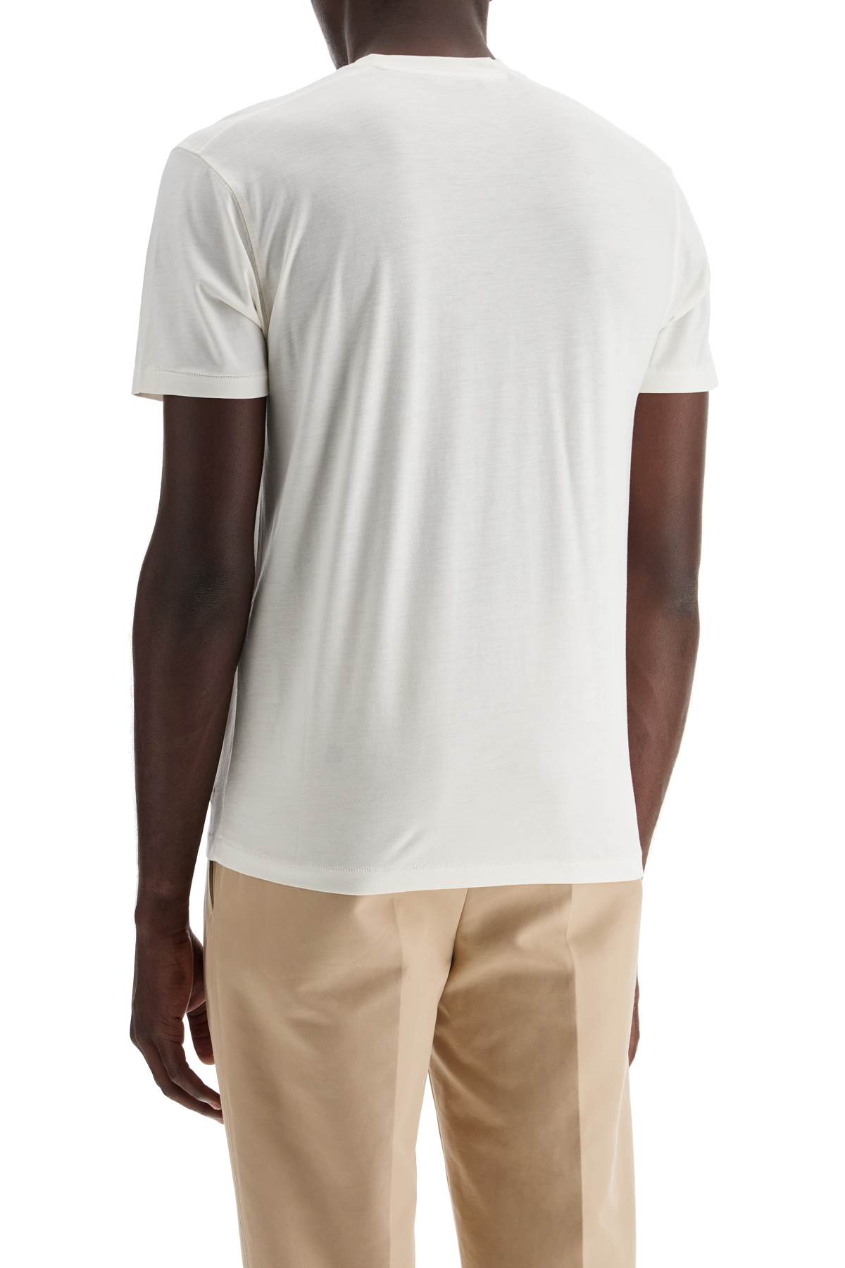 Shop Tom Ford Cottono And Lyocell T-shirt In Chalk (white)