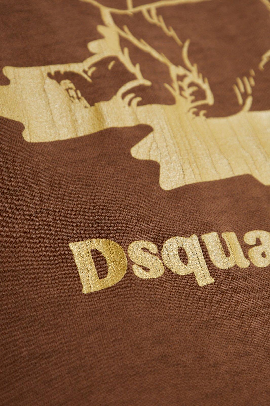 Dsquared2 Graphic Printed Crewneck T-shirt In Brown