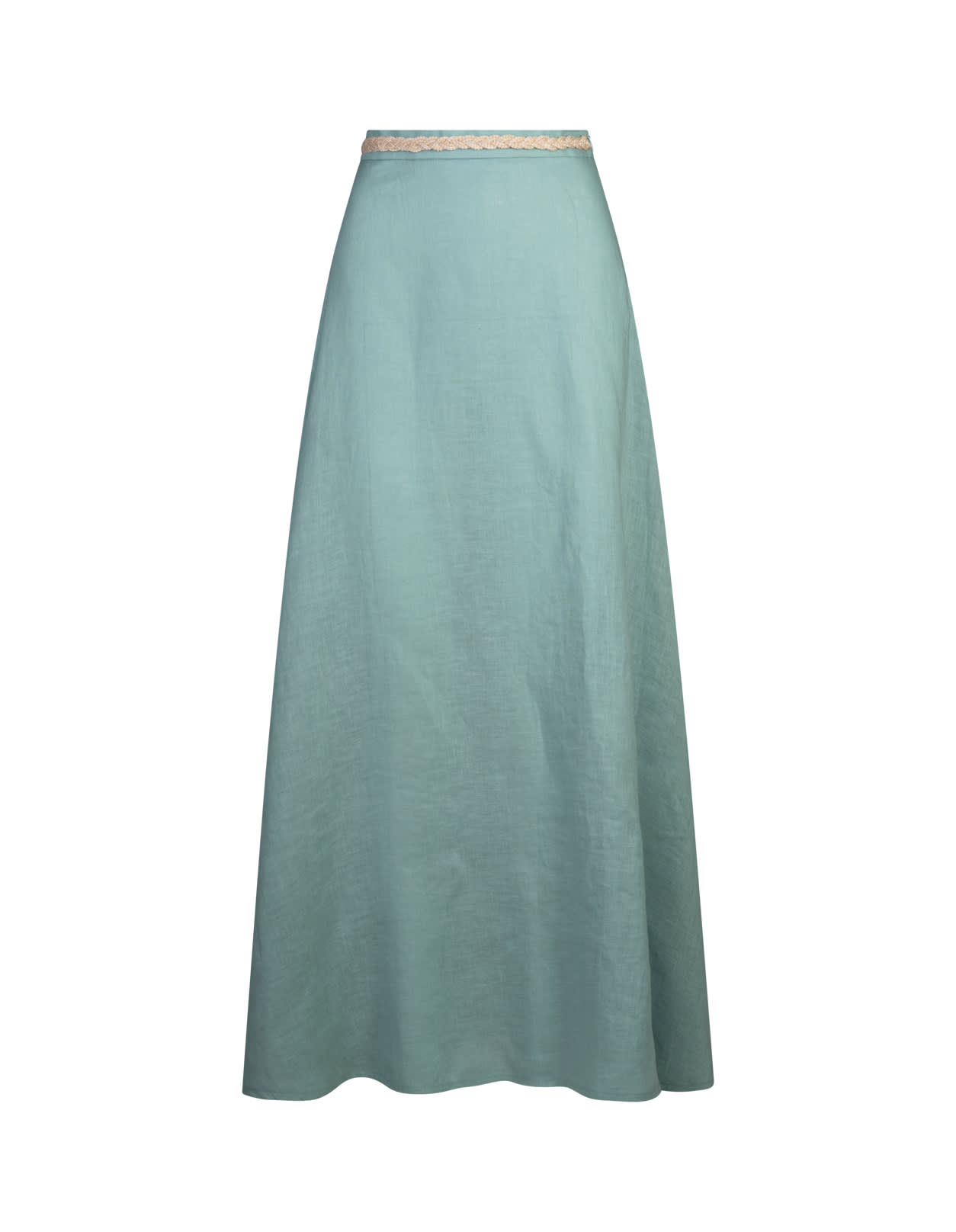 Amotea Charline Long Skirt In Light Blue Linen