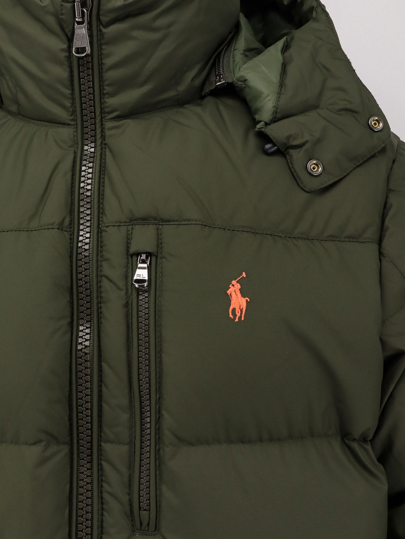 Polo Ralph Lauren Logo Embroidered Hooded Down Jacket In Green