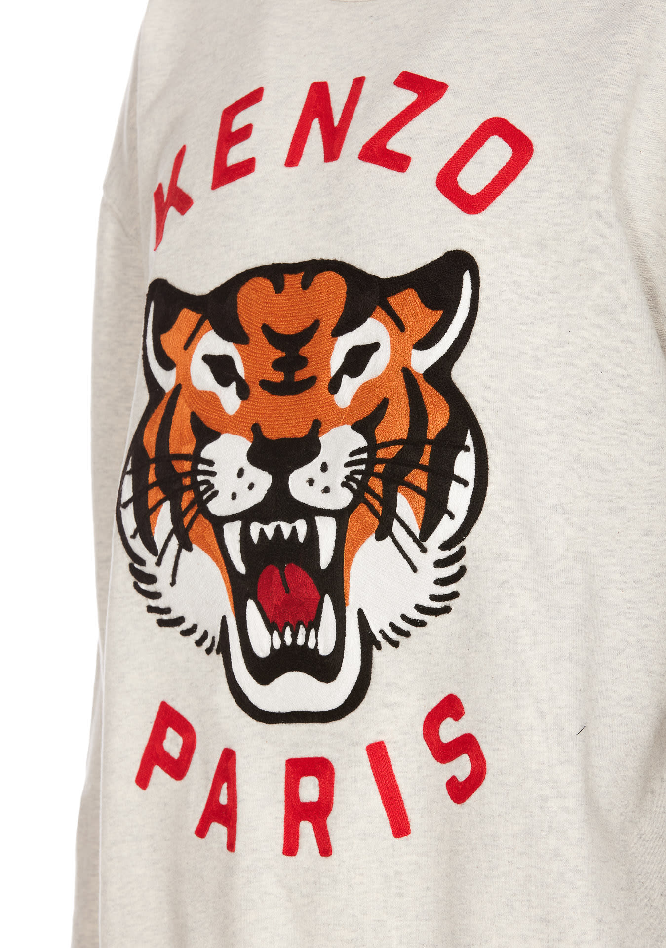 Shop Kenzo Lucky Tiger Embroidered Oversize Sweatshirt In Gris Clair