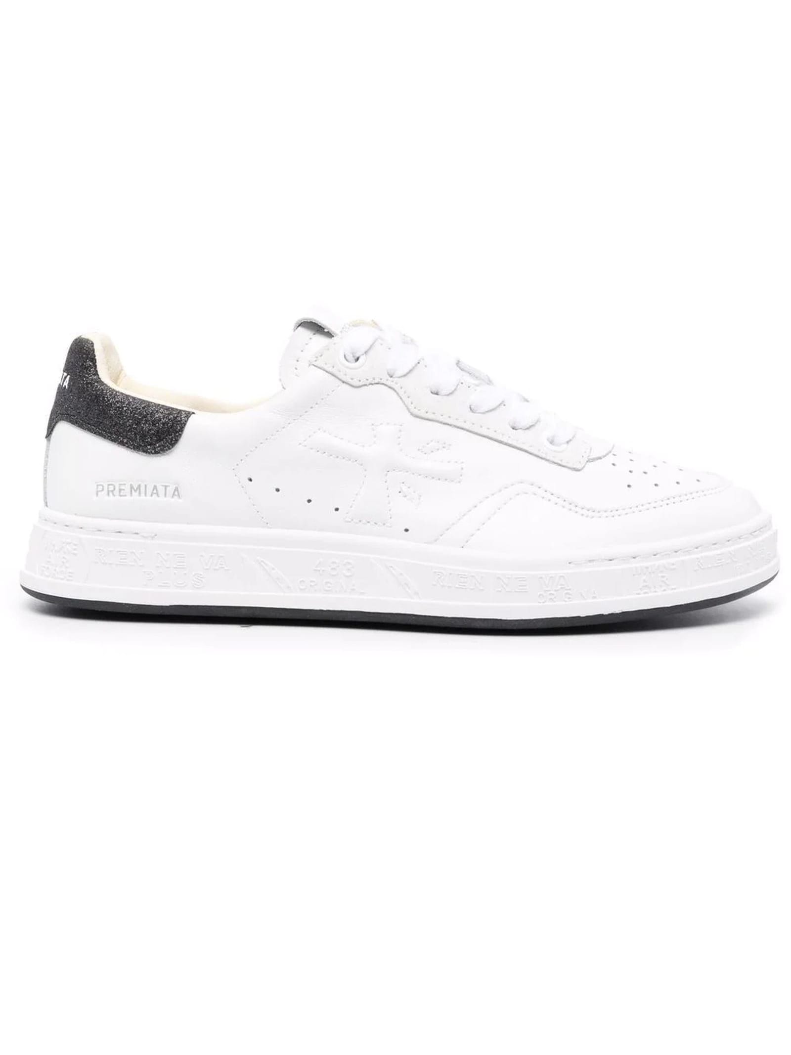 Premiata White Leather Quinn Sneakers | Smart Closet