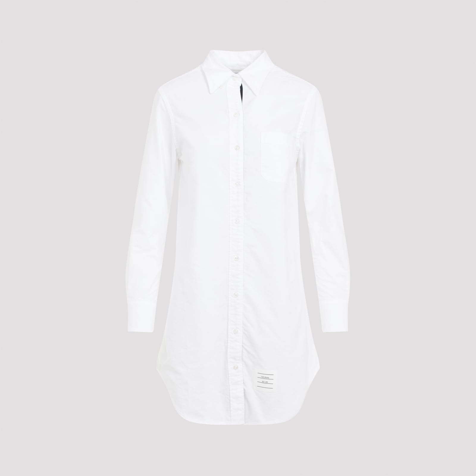 Shop Thom Browne Thigh Length Point Collar Shirtdress In White