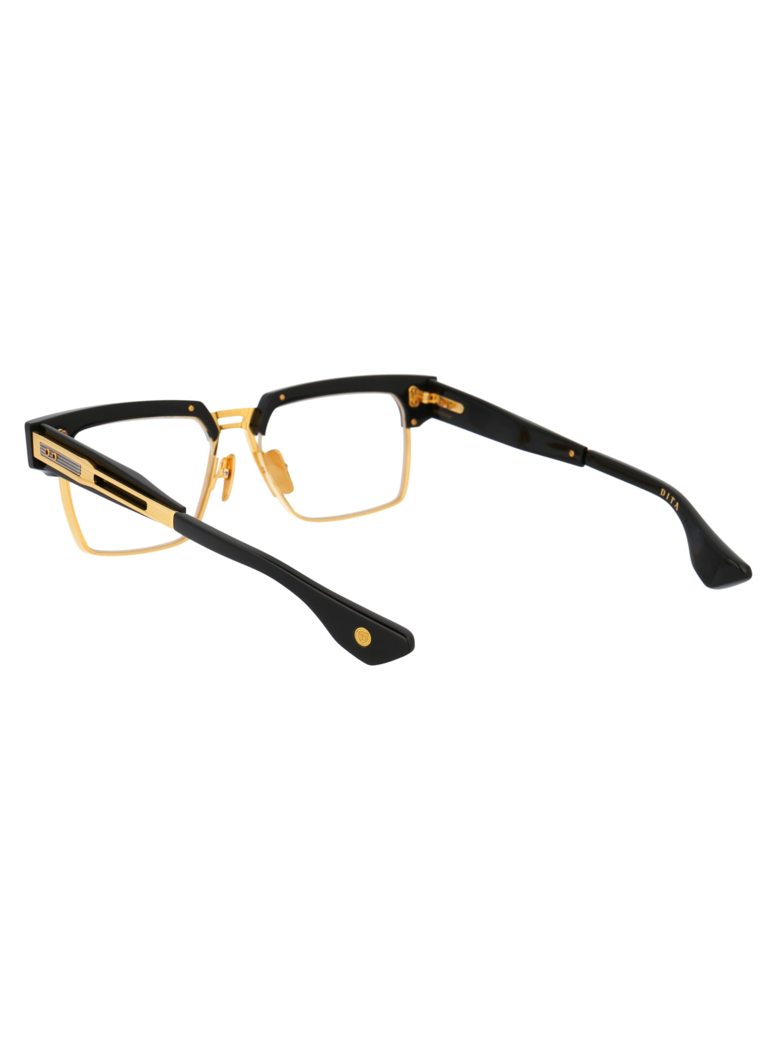 Shop Dita Hakatron Glasses In Yellow Gold - Black