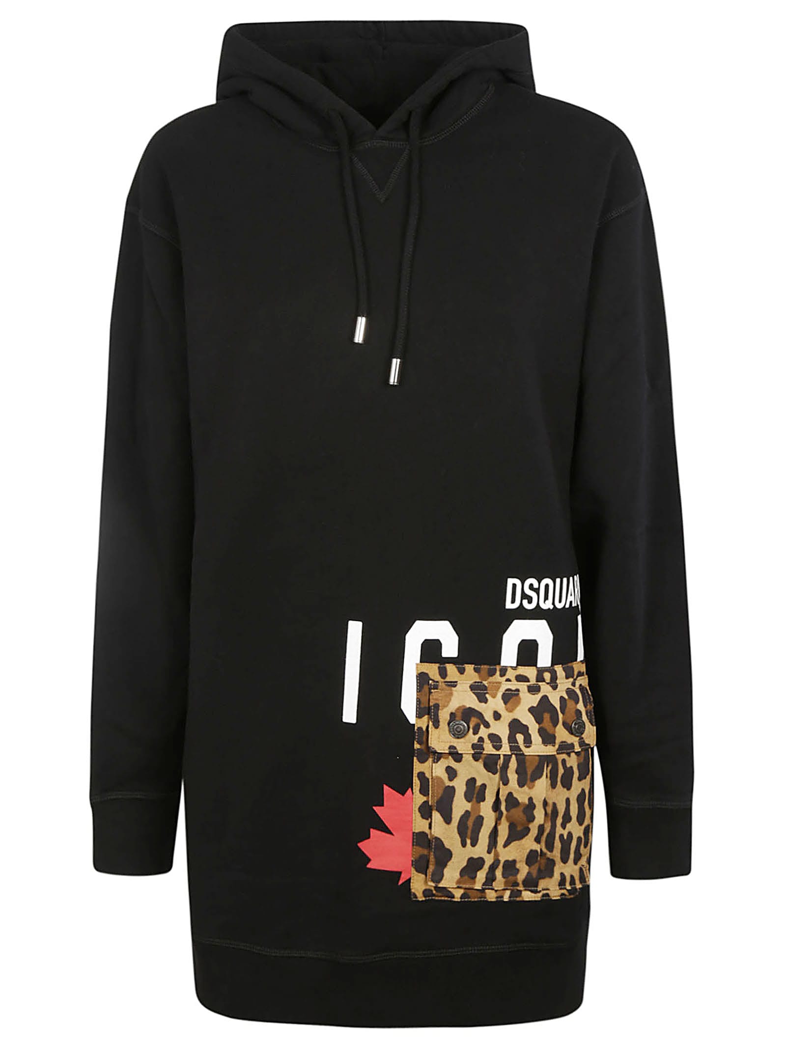 Dsquared2 Patched Pocket Icon Print Hooded Dress