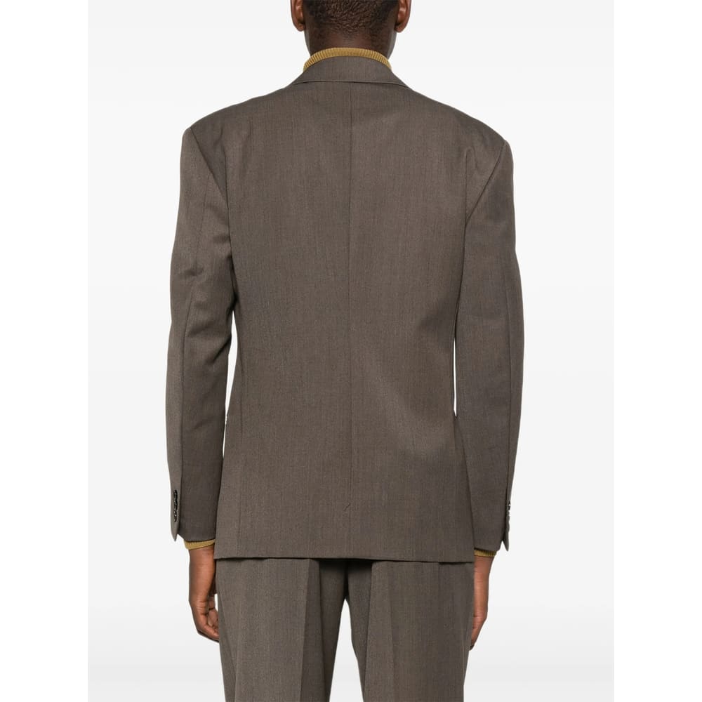 Tonywack Taupe Melange Wool Double-breasted Tailored Blazer In Brown