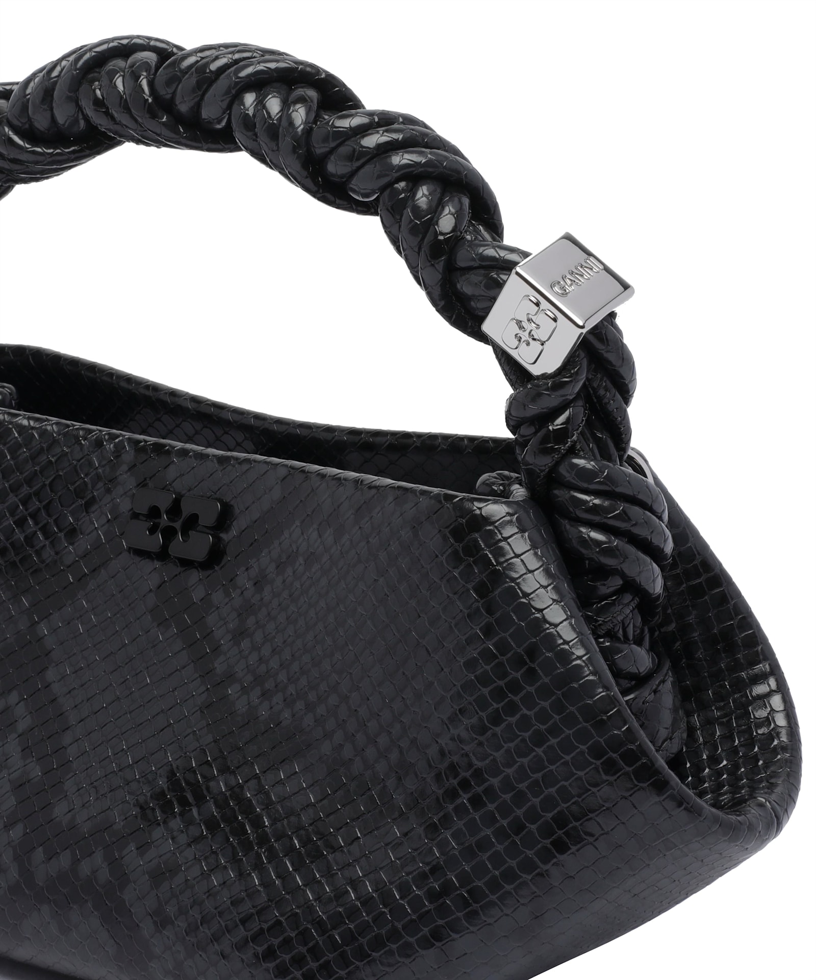 Ganni Small Twisted-handle Shoulder Bag In Blue