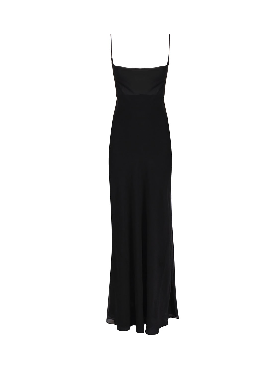 Shop The Andamane Long Dress With Shawl Neckline In Black