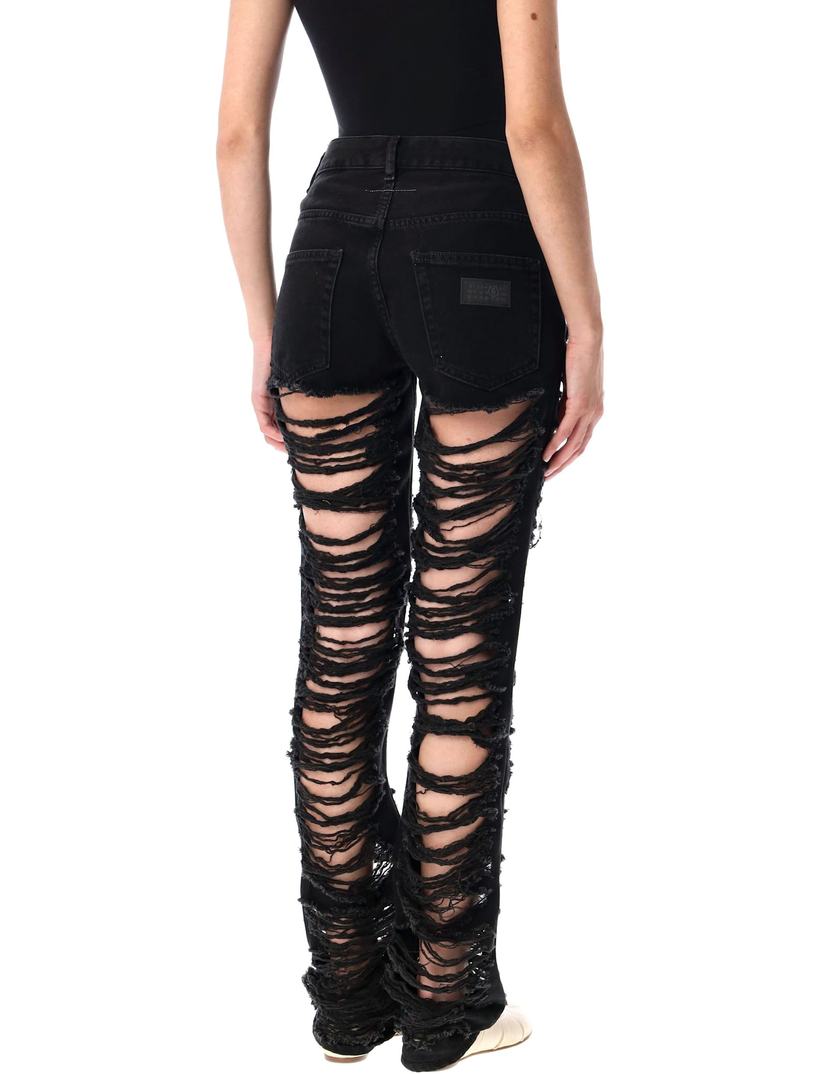 Mm6 Maison Margiela Distressed Slim Fit Jeans In Multi