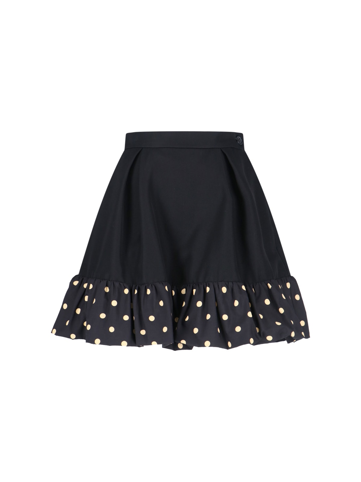Moschino High Waist Polka Dot Skirt With Ruffled Hem In Black