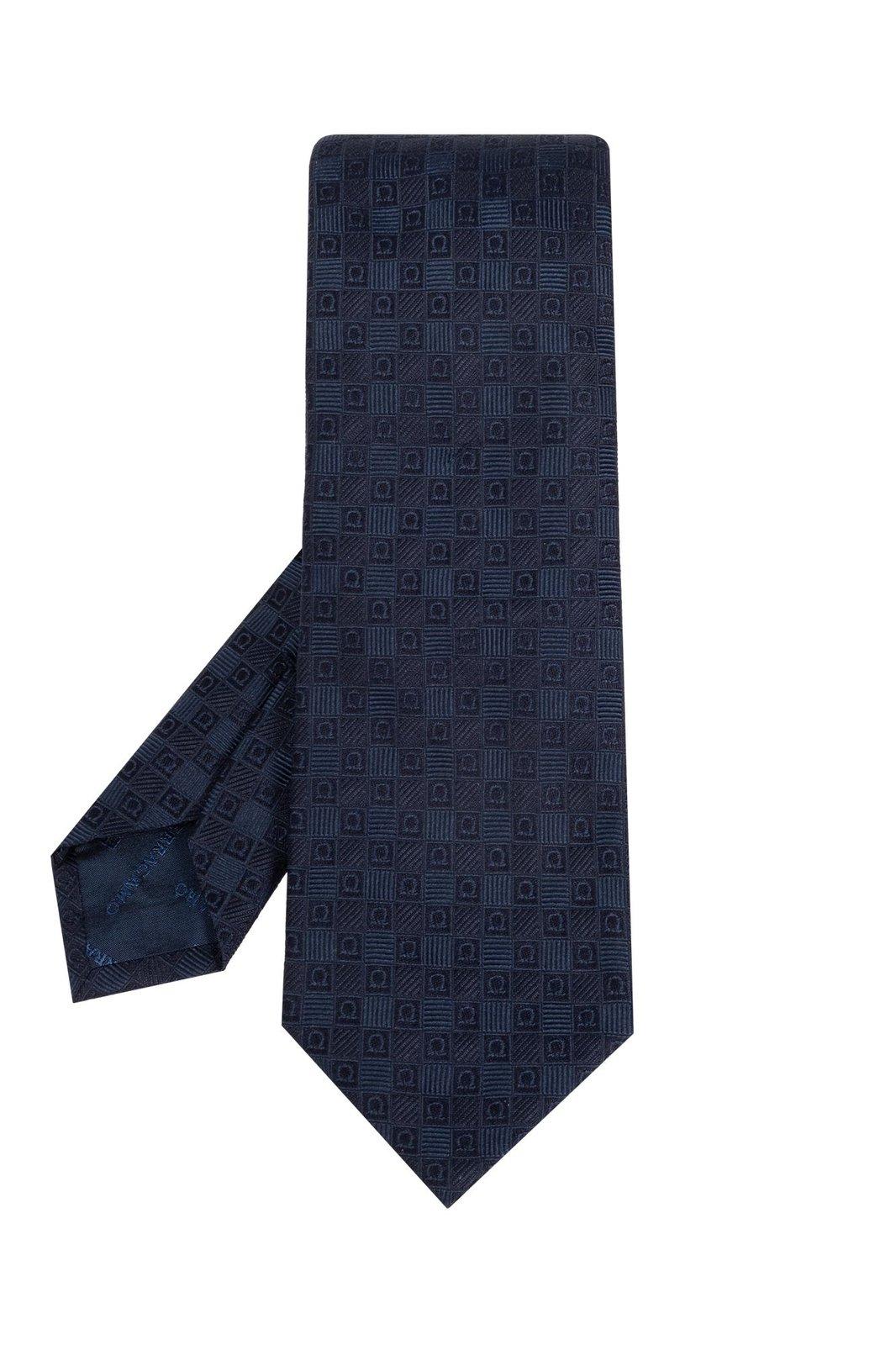 Shop Ferragamo Gancini Jacquard Tie In Navy