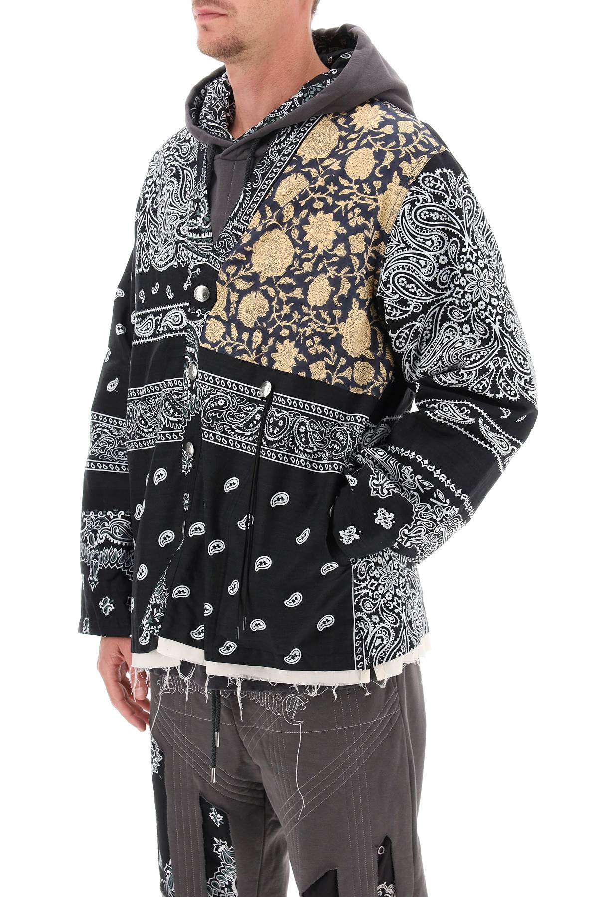 Shop Children Of The Discordance Concho Patchwork Overshirt In Black (black)