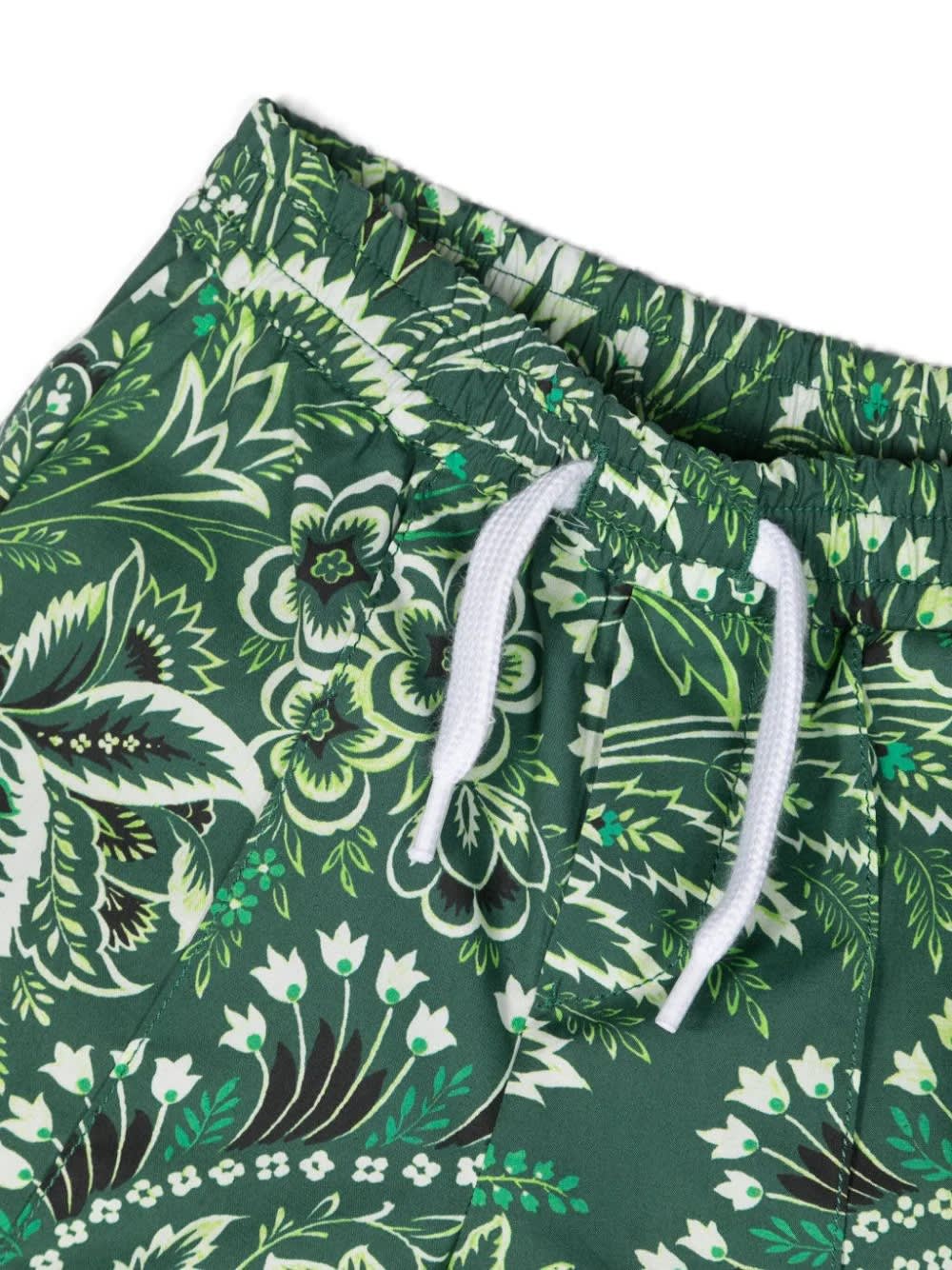 Shop Etro Shorts With Green Paisley Print