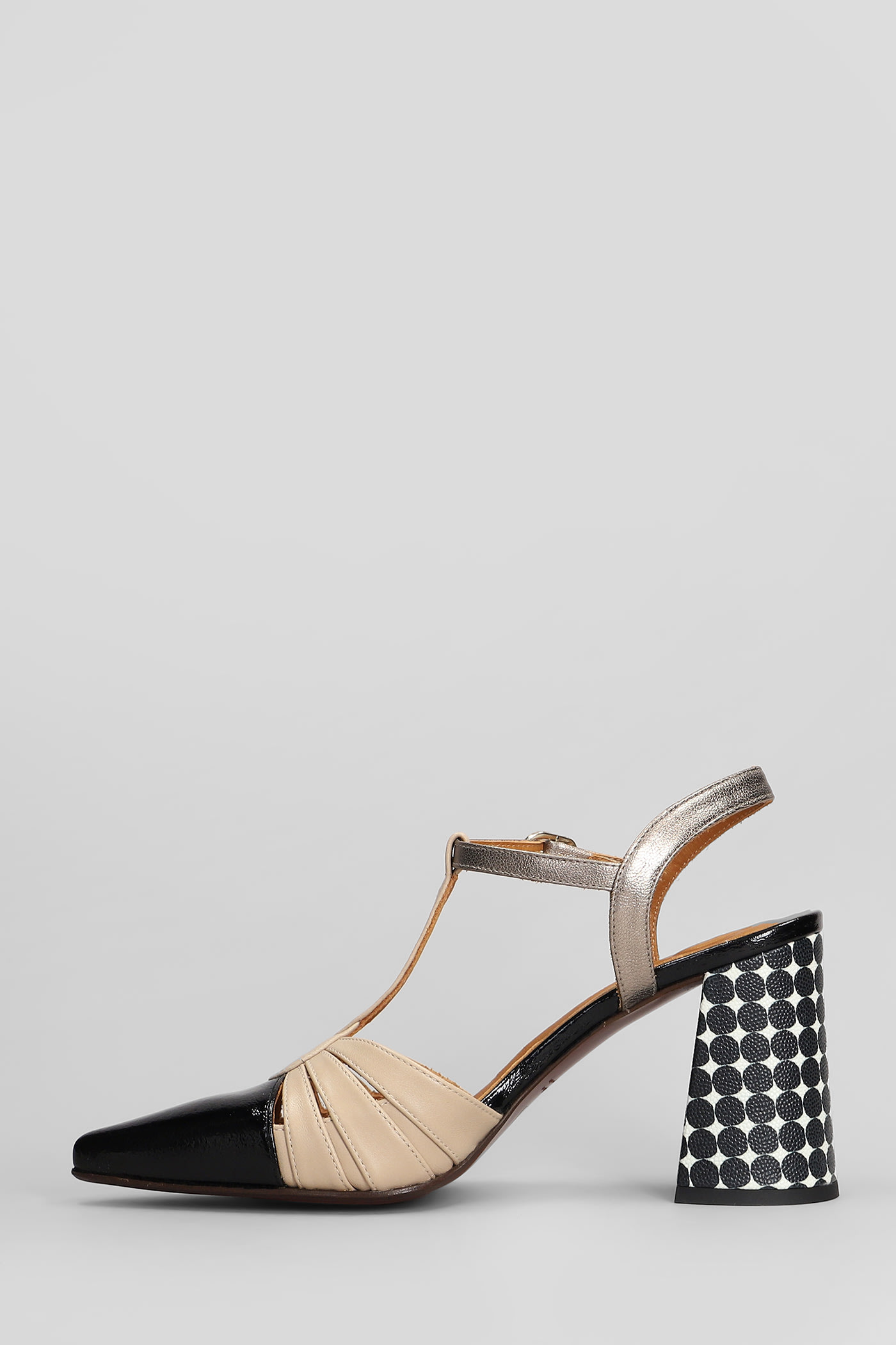 Chie Mihara Pumps In Black Leather And Fabric In Black