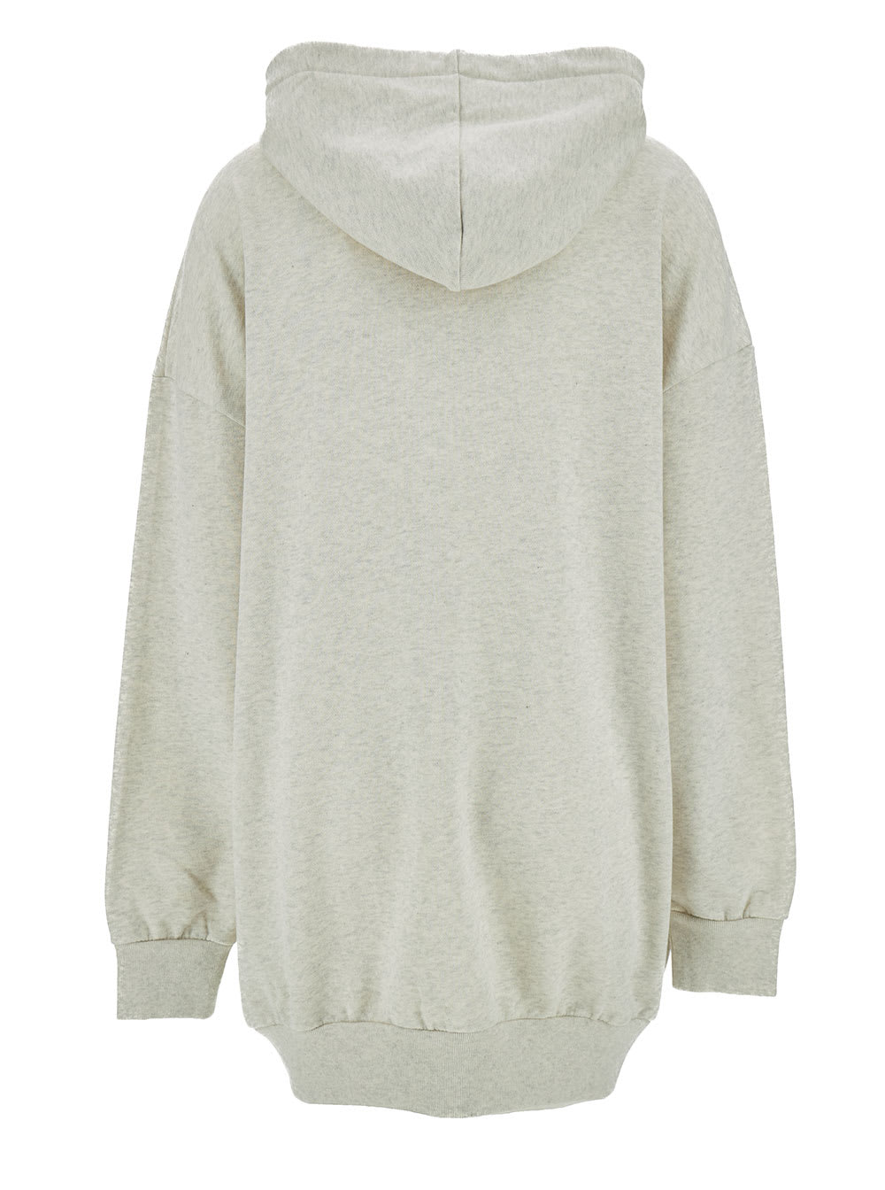 Shop Isabel Marant Oversized Beige Hoodie With Contrasting Logo Print In Cotton Woman In Powder