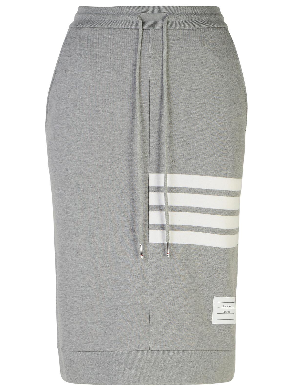 Shop Thom Browne 4-bar Grey Cotton Skirt