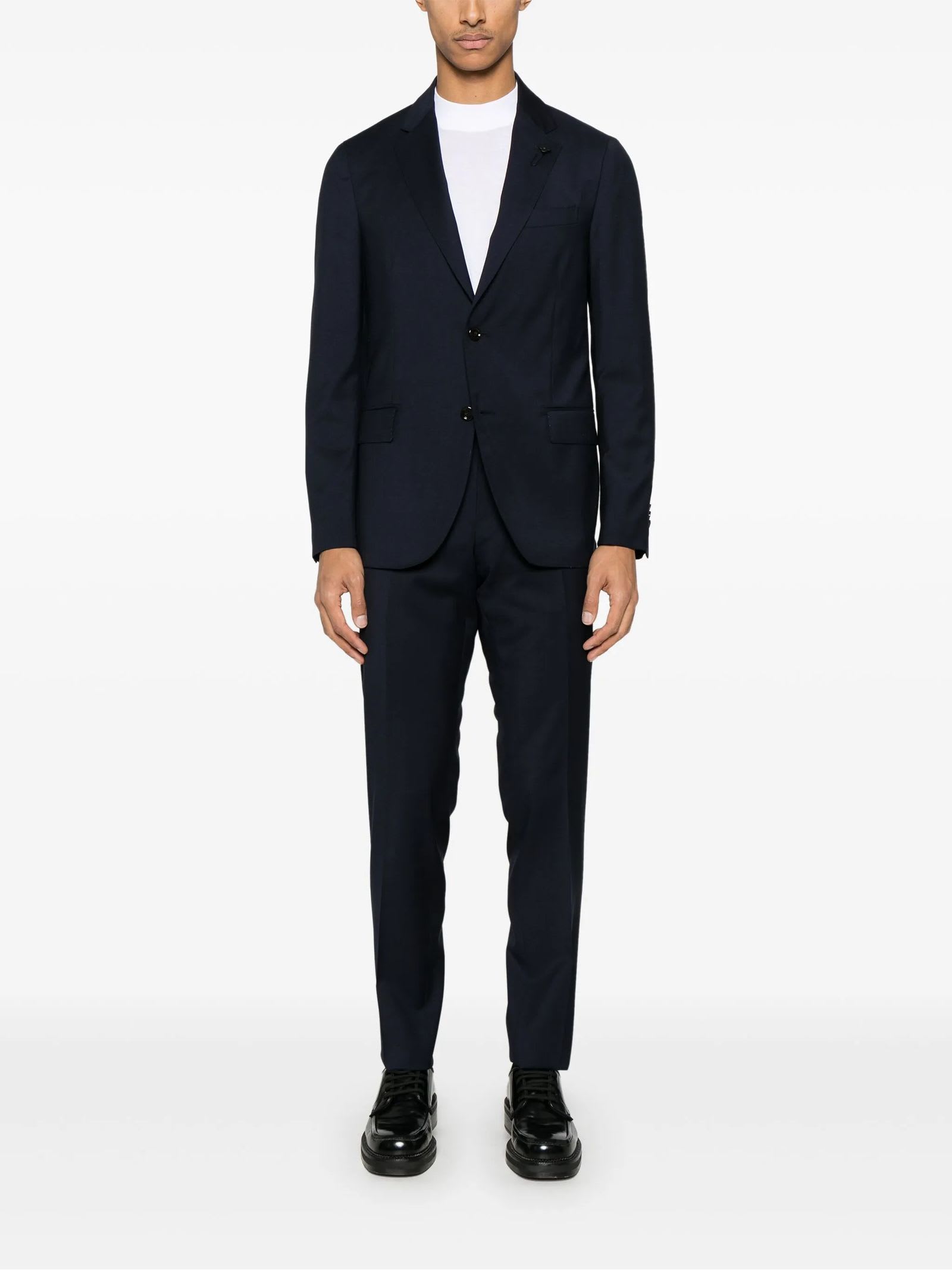 Lardini Single-breasted Crepe Suit In Blue