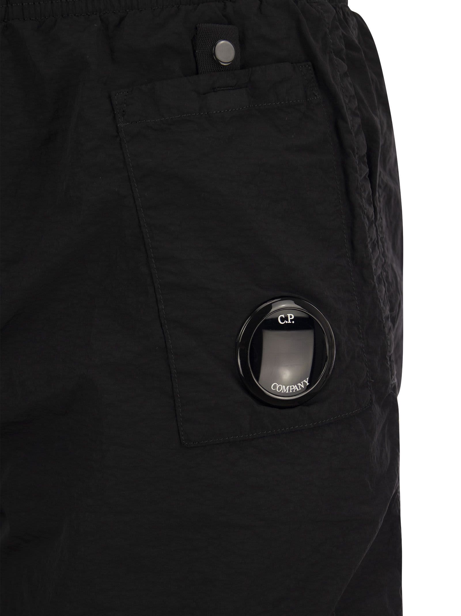 C.p. Company Midnight Blue Cotton 50-thread Cargo Bermuda Shorts In Blue