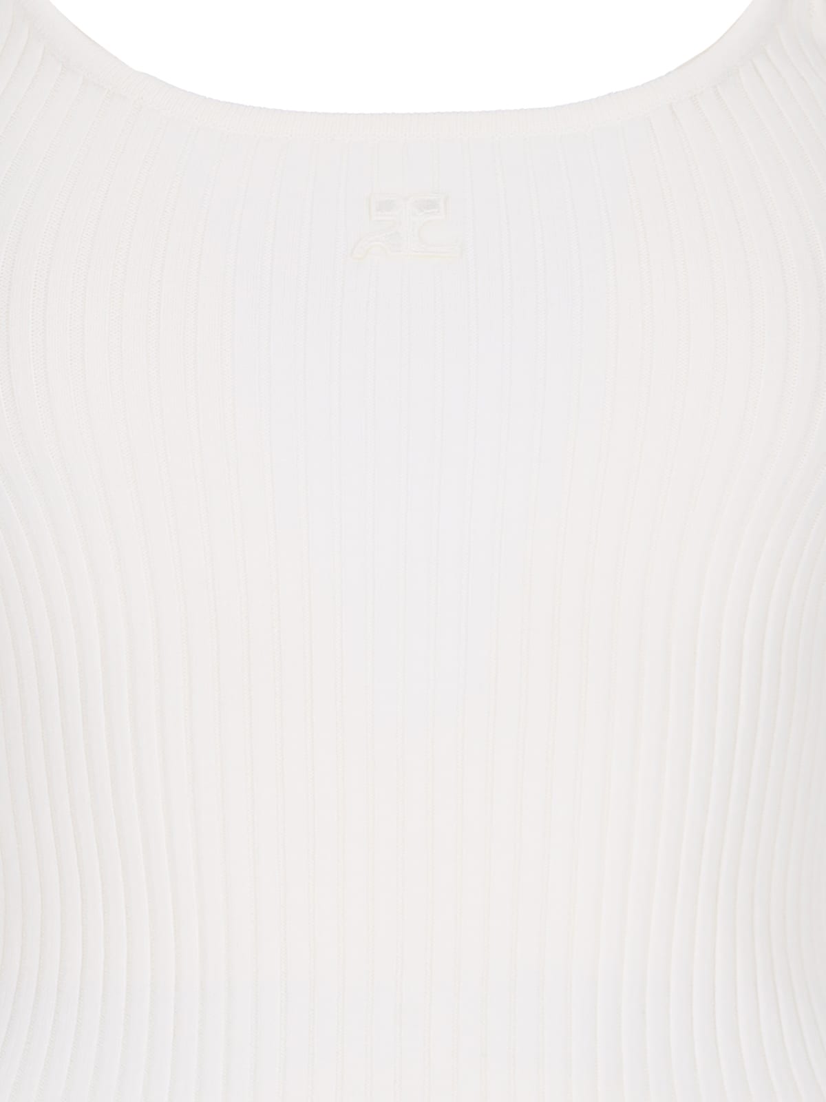 Shop Courrèges Ribbed Logo Top In White