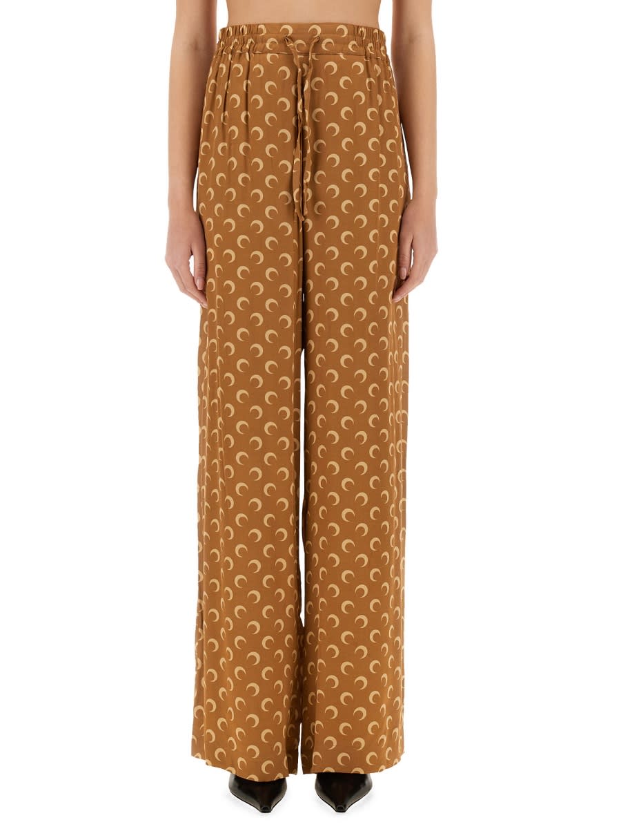 Marine Serre Wide-leg Trousers With Elastic Waistband