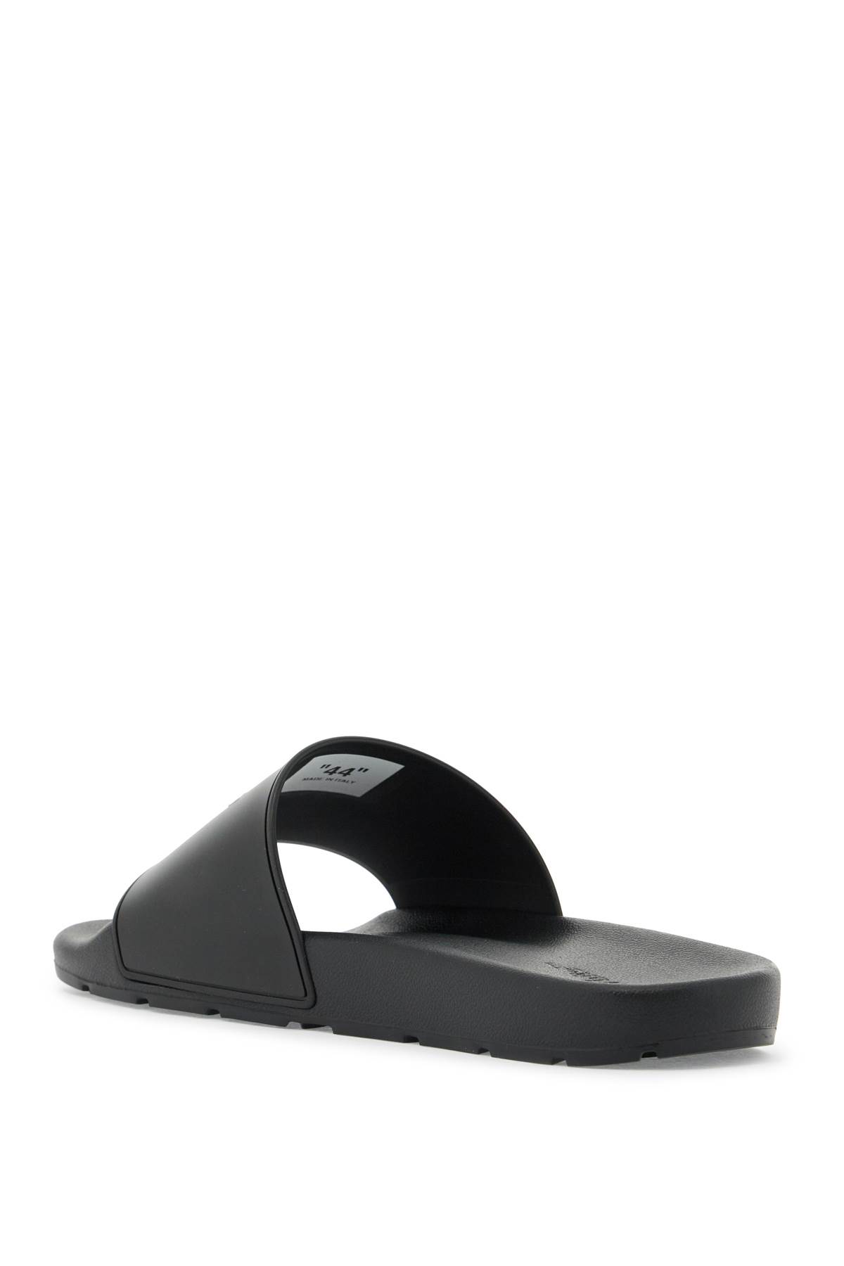 Shop Off-white Rubber Slides For Left And Right In Black - White (black)