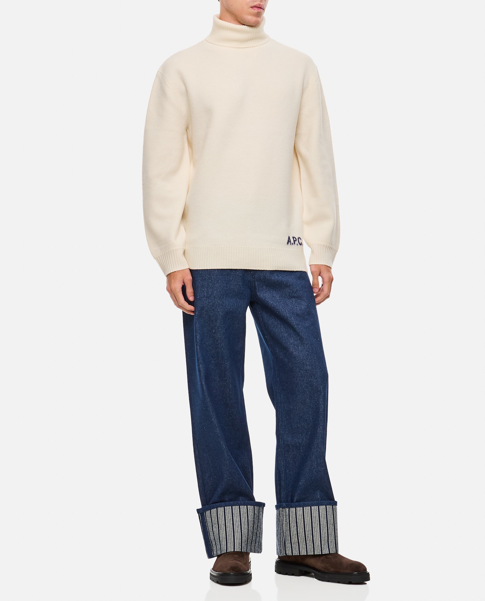 Apc Logo-detail Turtleneck Sweater In Neutral