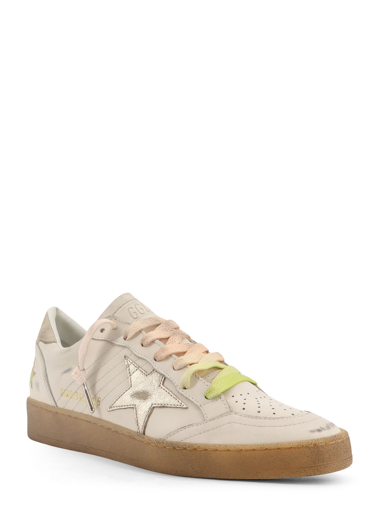 Golden Goose Ball Star Leather Sneakers In Neutral