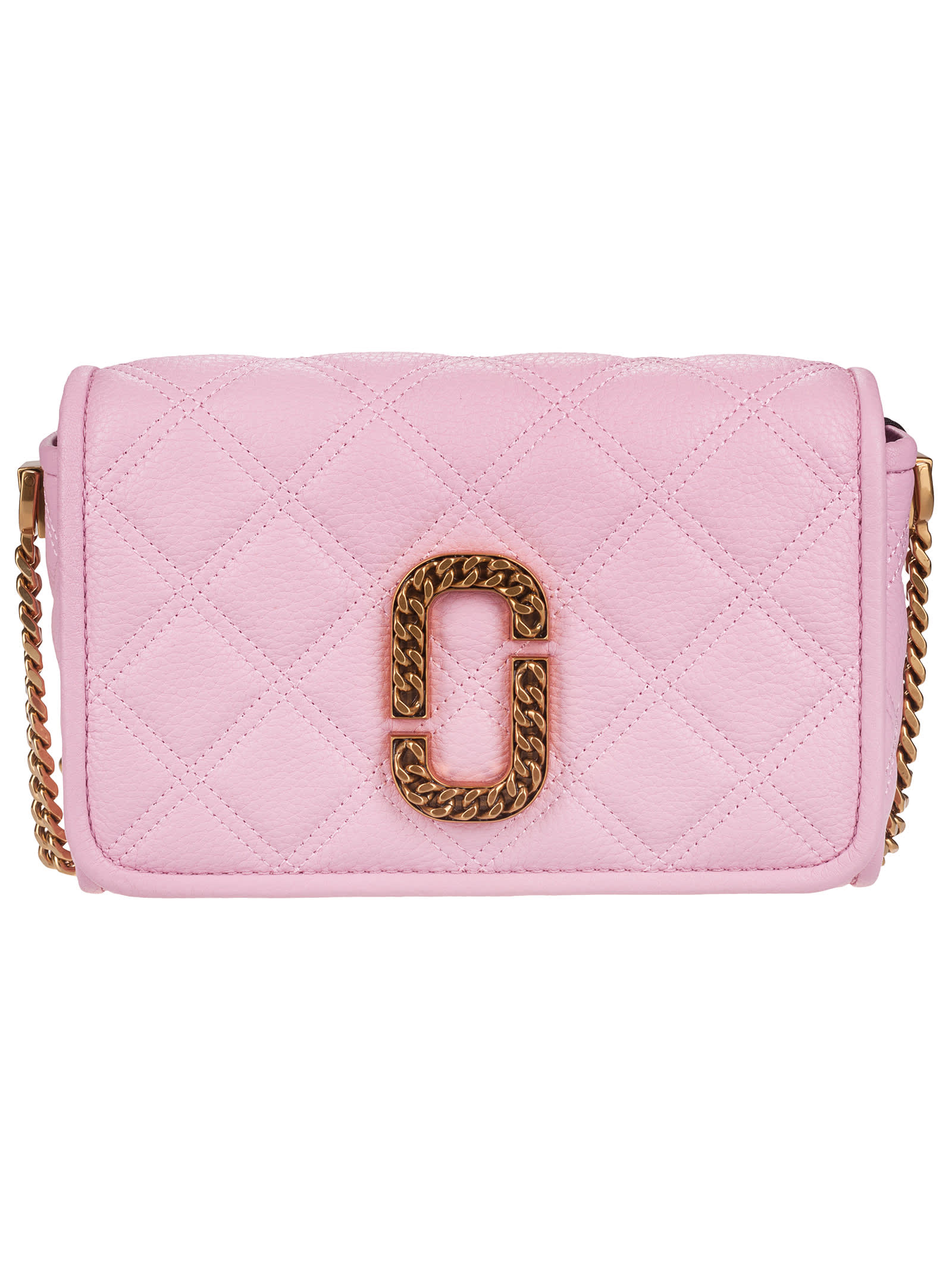 Marc Jacobs Quilted Logo Plaque Camera Bag In Powder Pink