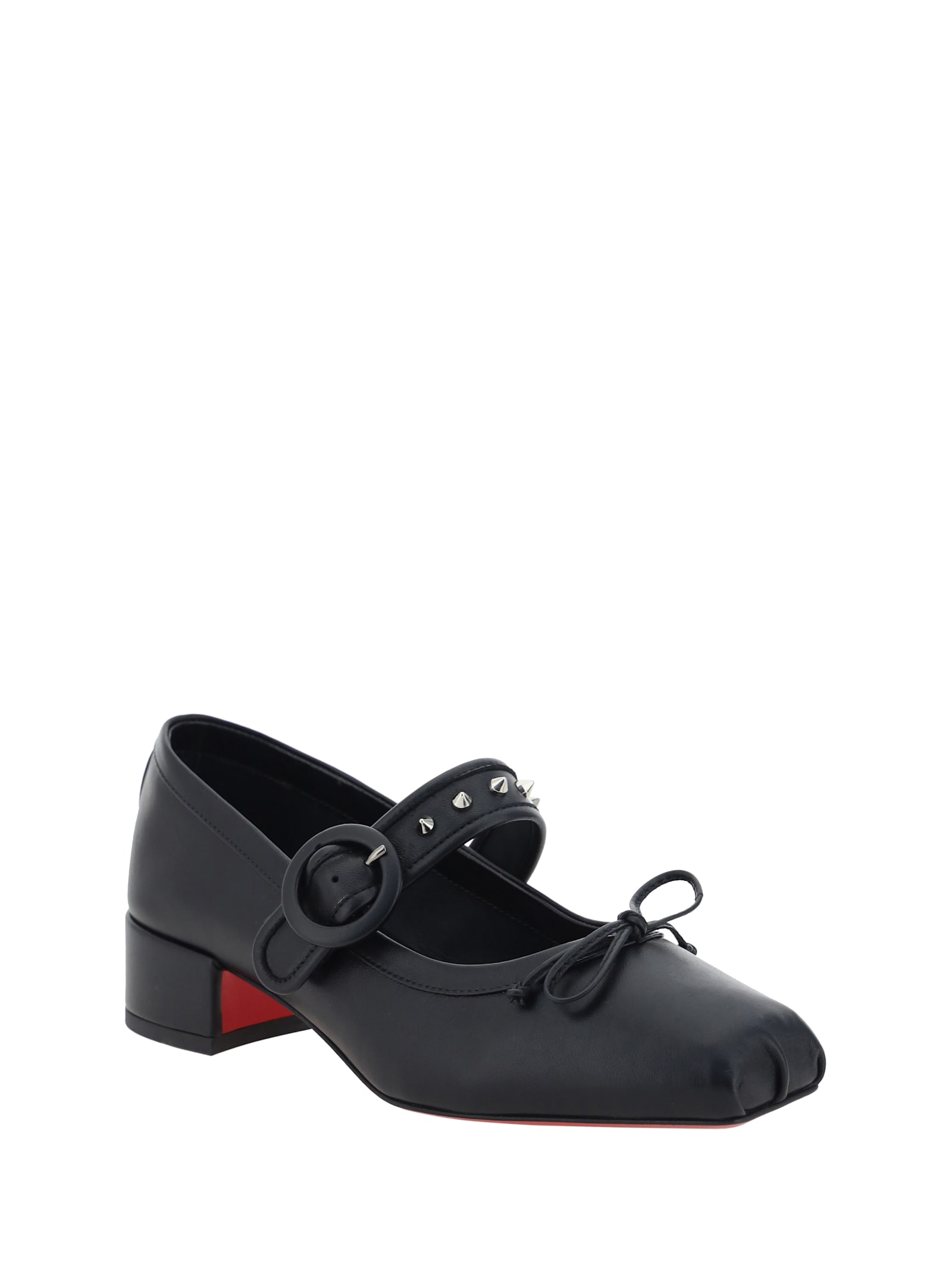 Shop Christian Louboutin Mamastrapita Ballerinas In Black/lin Black