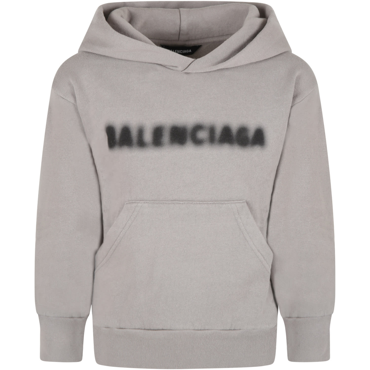 Balenciaga Gray Sweatshirt For Kids With Black Logo