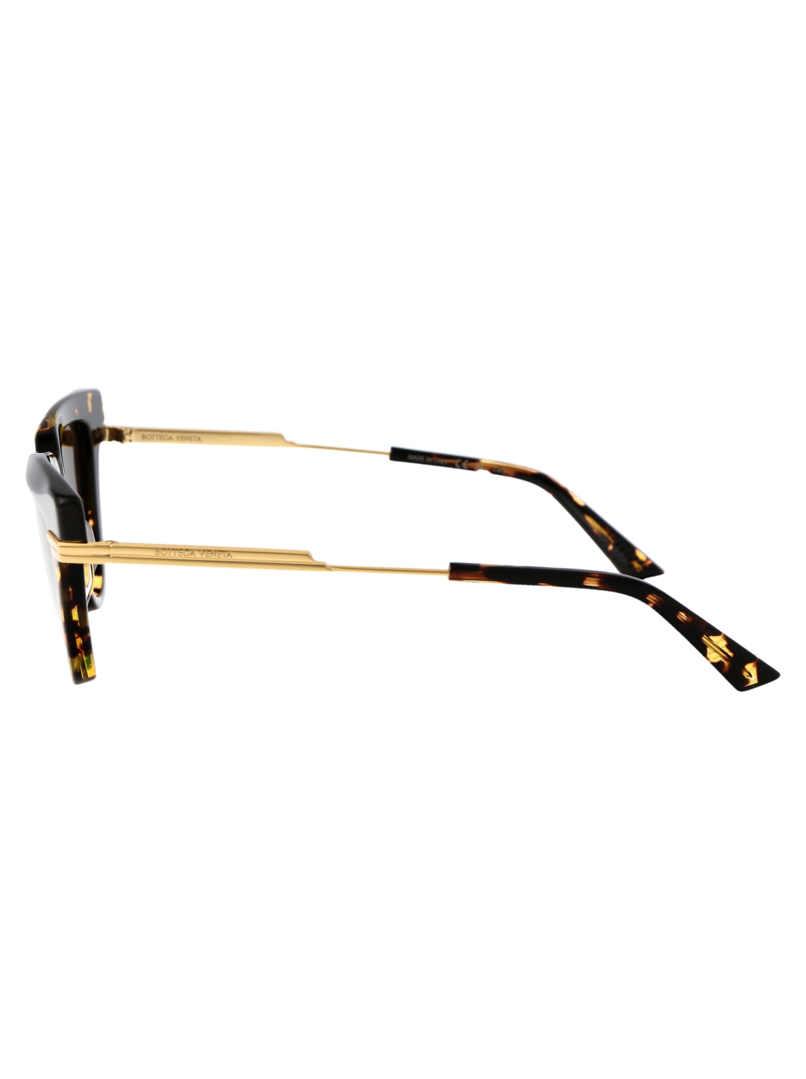 Bottega Veneta Acetate Havana Sunglasses In 002 Havana Gold Brown