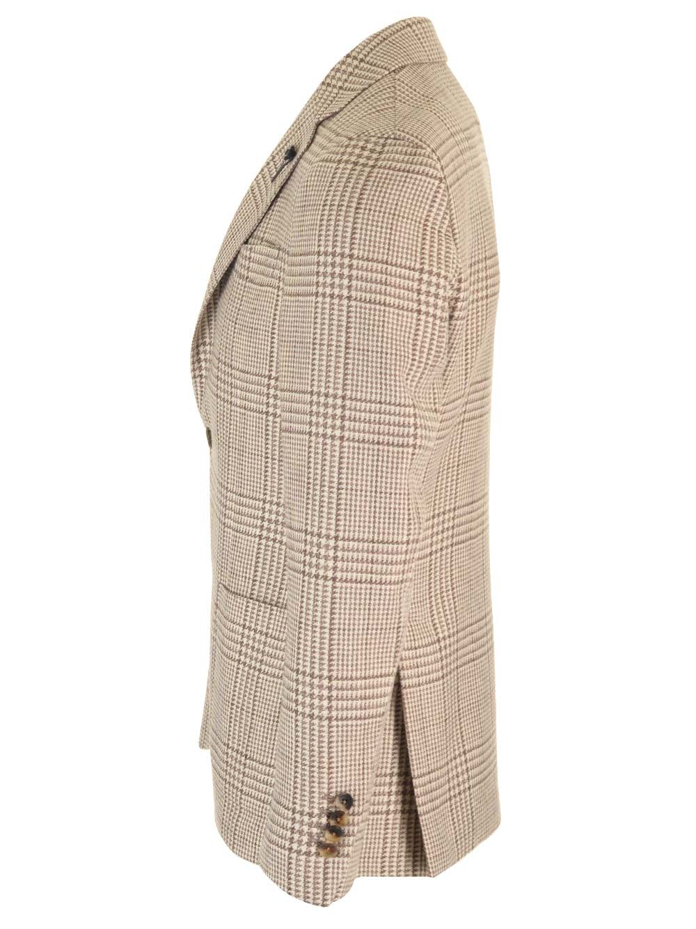 Shop Lardini Beige Prince Of Wales Blazer