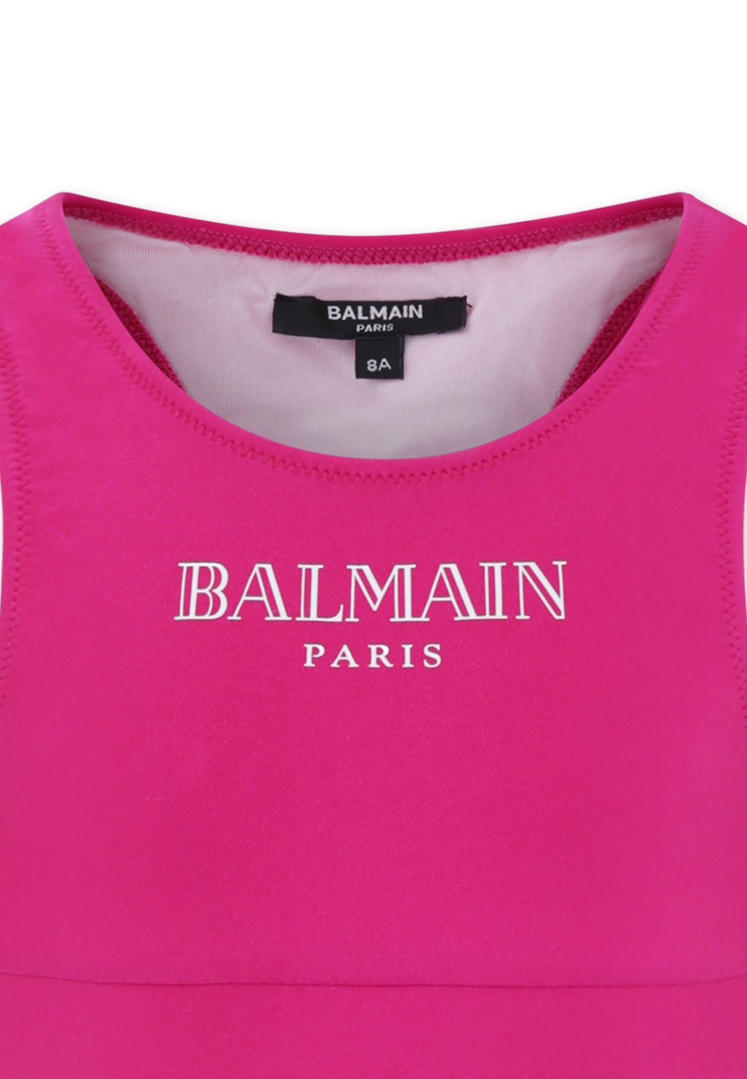 Balmain Fuchsia Bikini For Girl With Logo In Pink