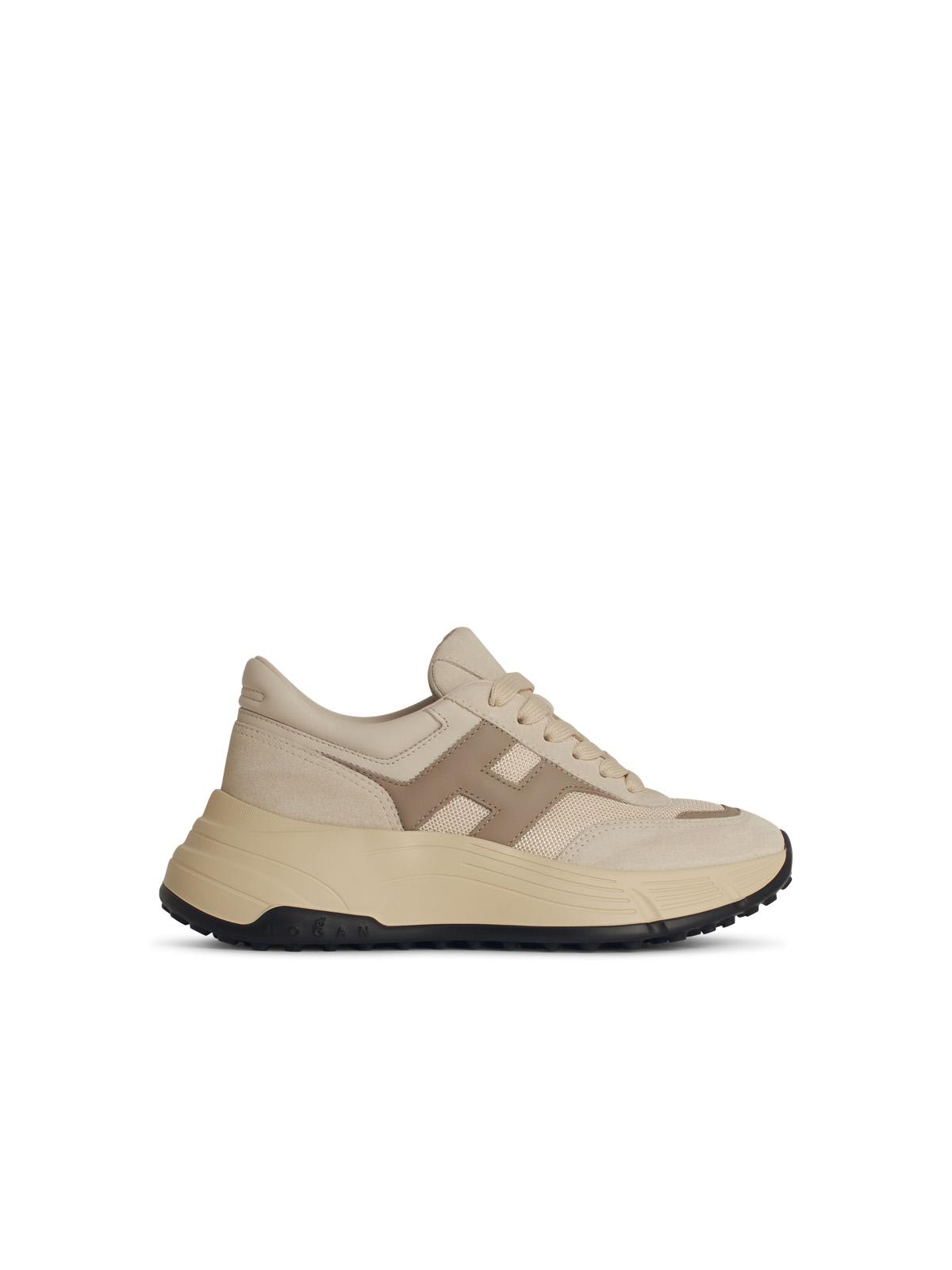 Hogan H669 Beige Leather Sneakers In Nude