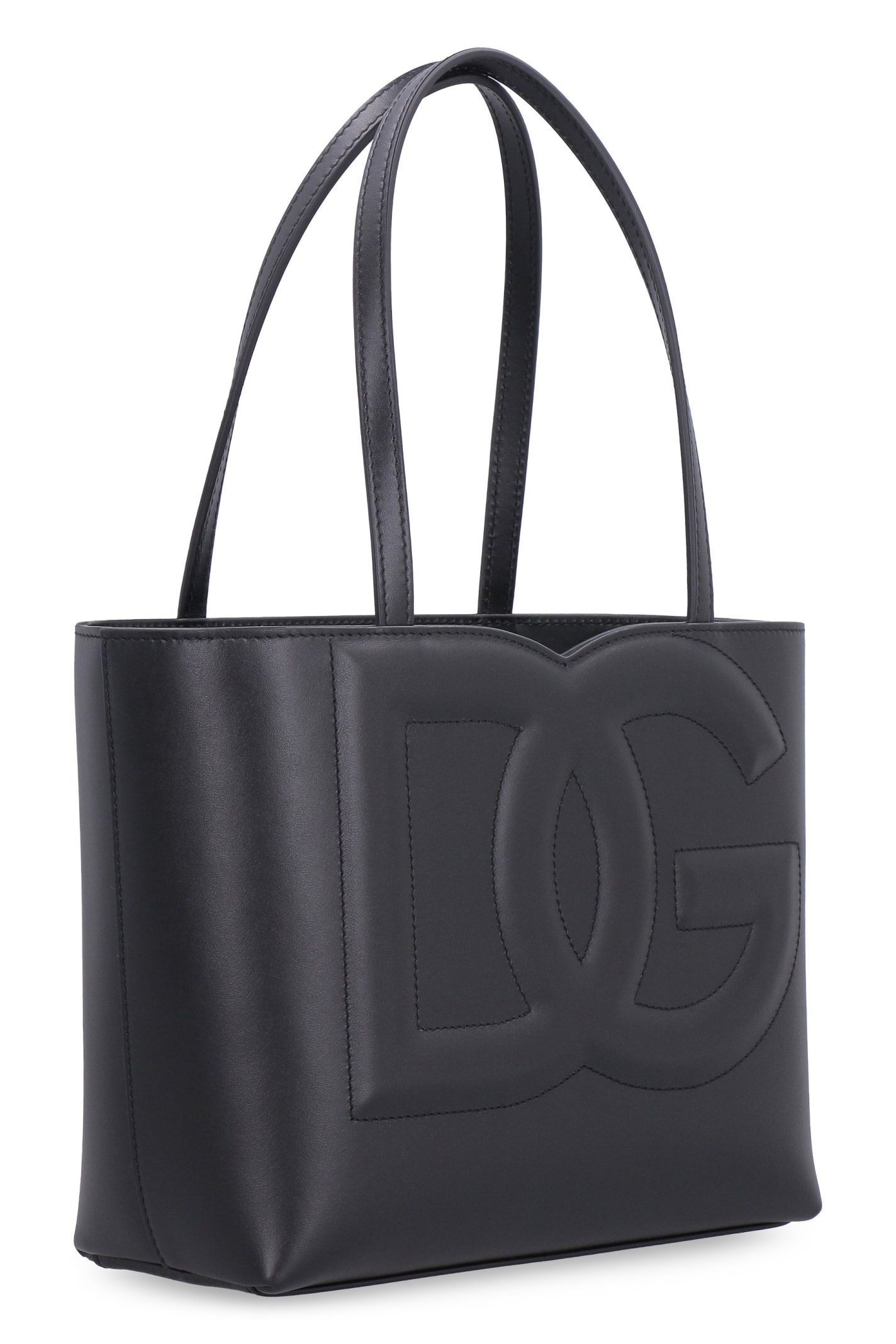 Shop Dolce & Gabbana Logo Leather Tote Bag In Black
