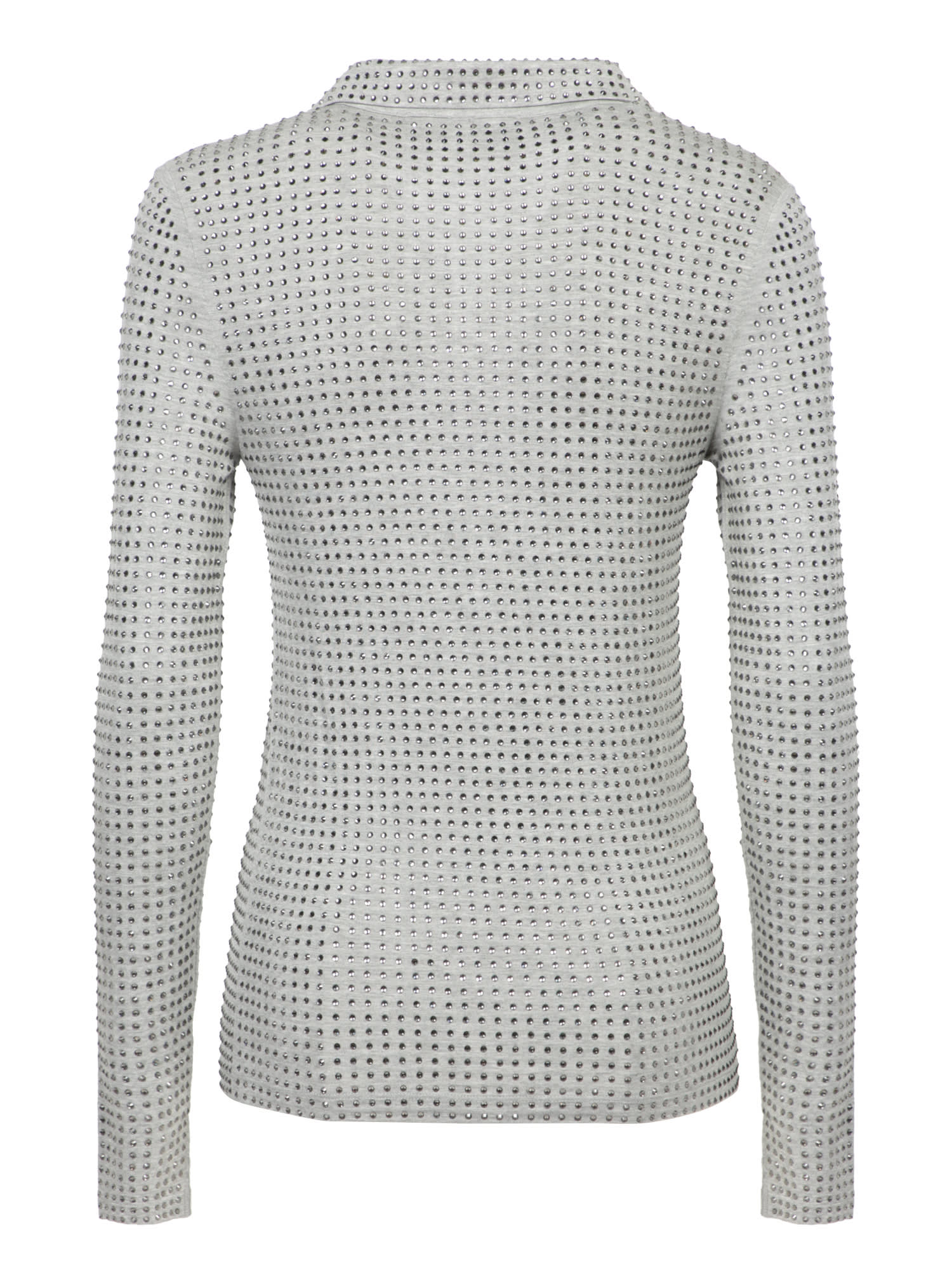 Shop Pinko Full Strass Grey Jersey Polo Shirt