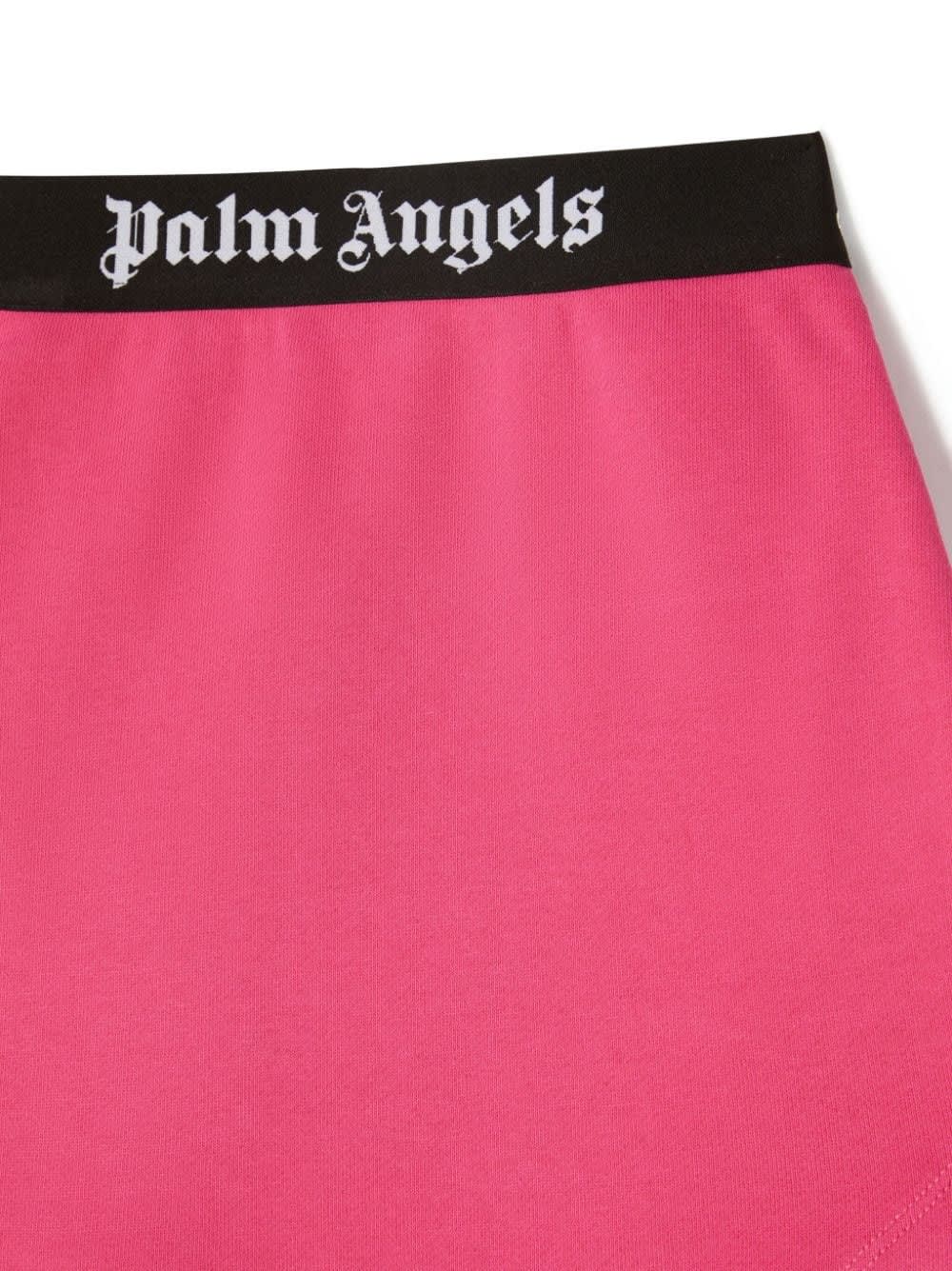 Shop Palm Angels Fuchsia Mini Skirt With Black Logo Band In Pink