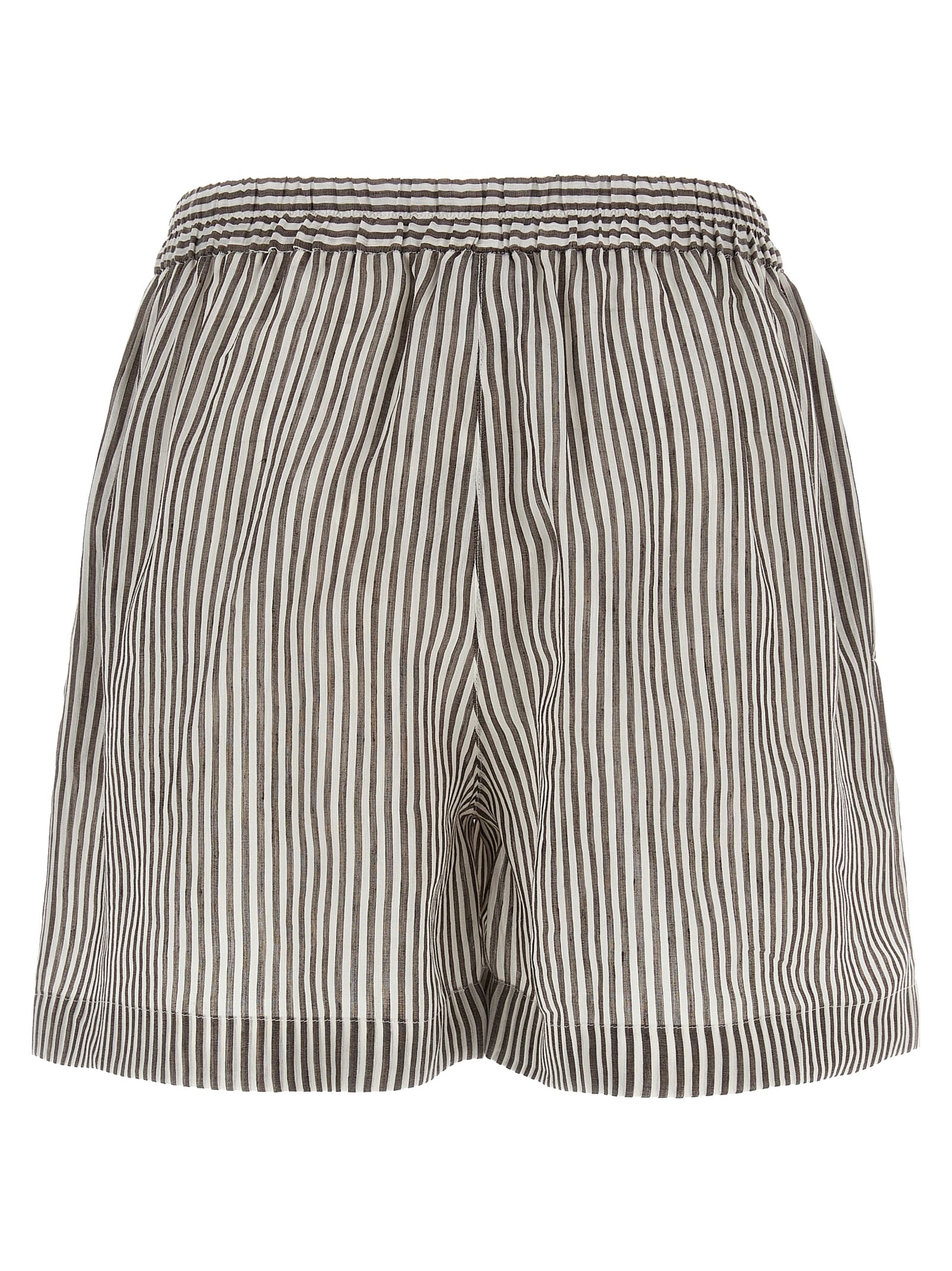 Brunello Cucinelli Striped Linen Bermuda Shorts Bermuda And Short In Multicolor