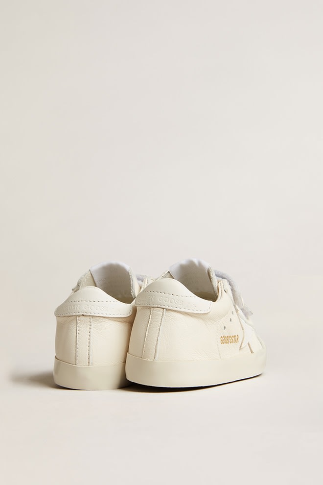 Shop Golden Goose School Leather Sneakers In White