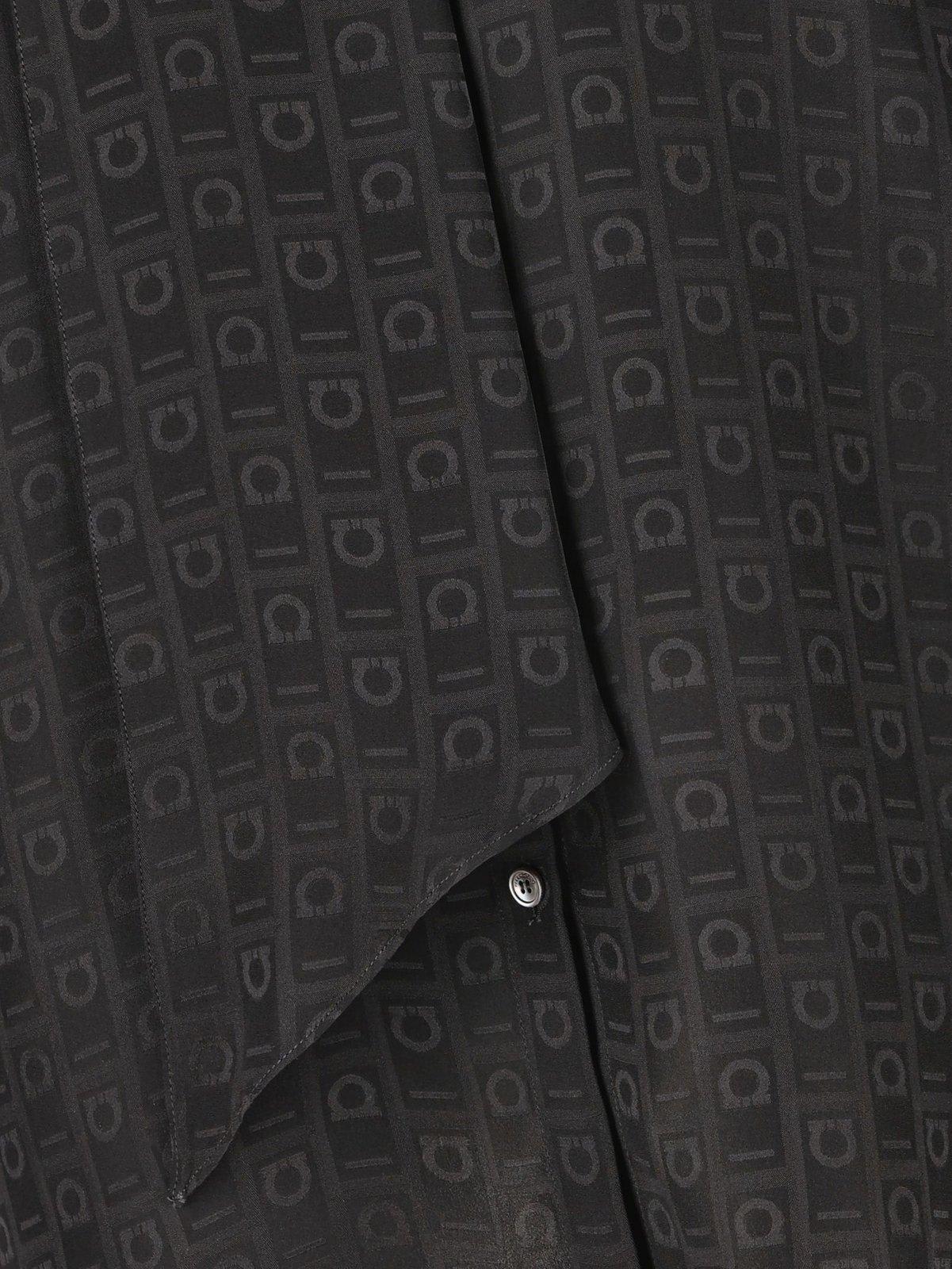 Ferragamo Sash-collar Silk Blouse In Black